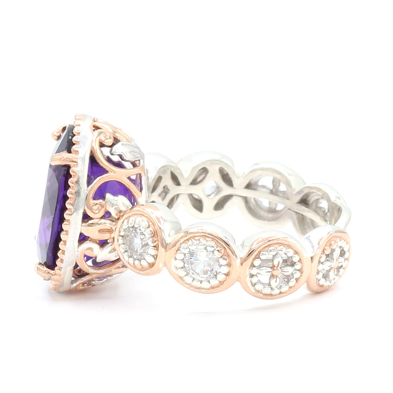 Gems en Vogue One-of-a-kind 5.50ctw Namibian Amethyst & White Zircon Ring