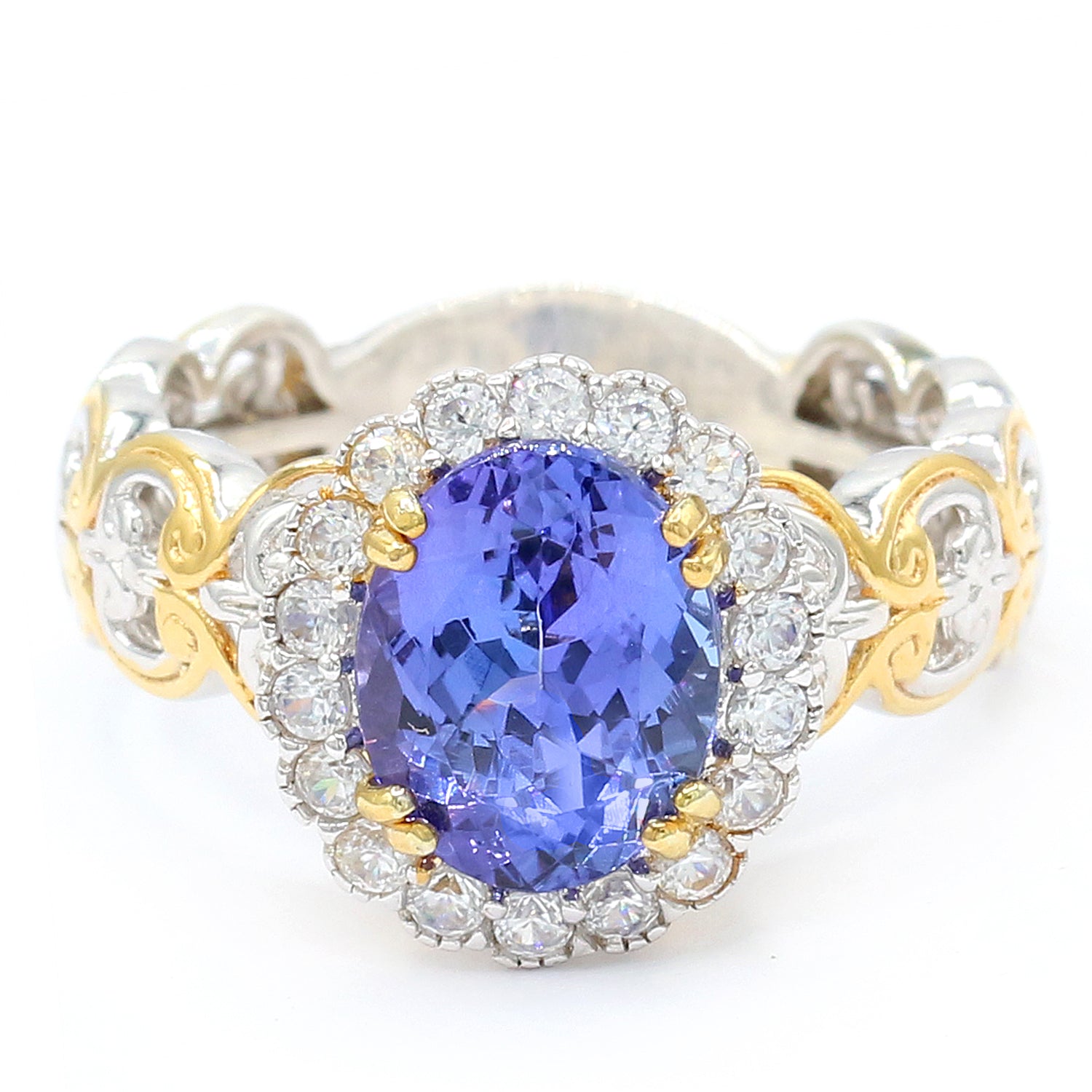 Gems en Vogue 2.96ctw Tanzanite & White Zircon Halo Ring