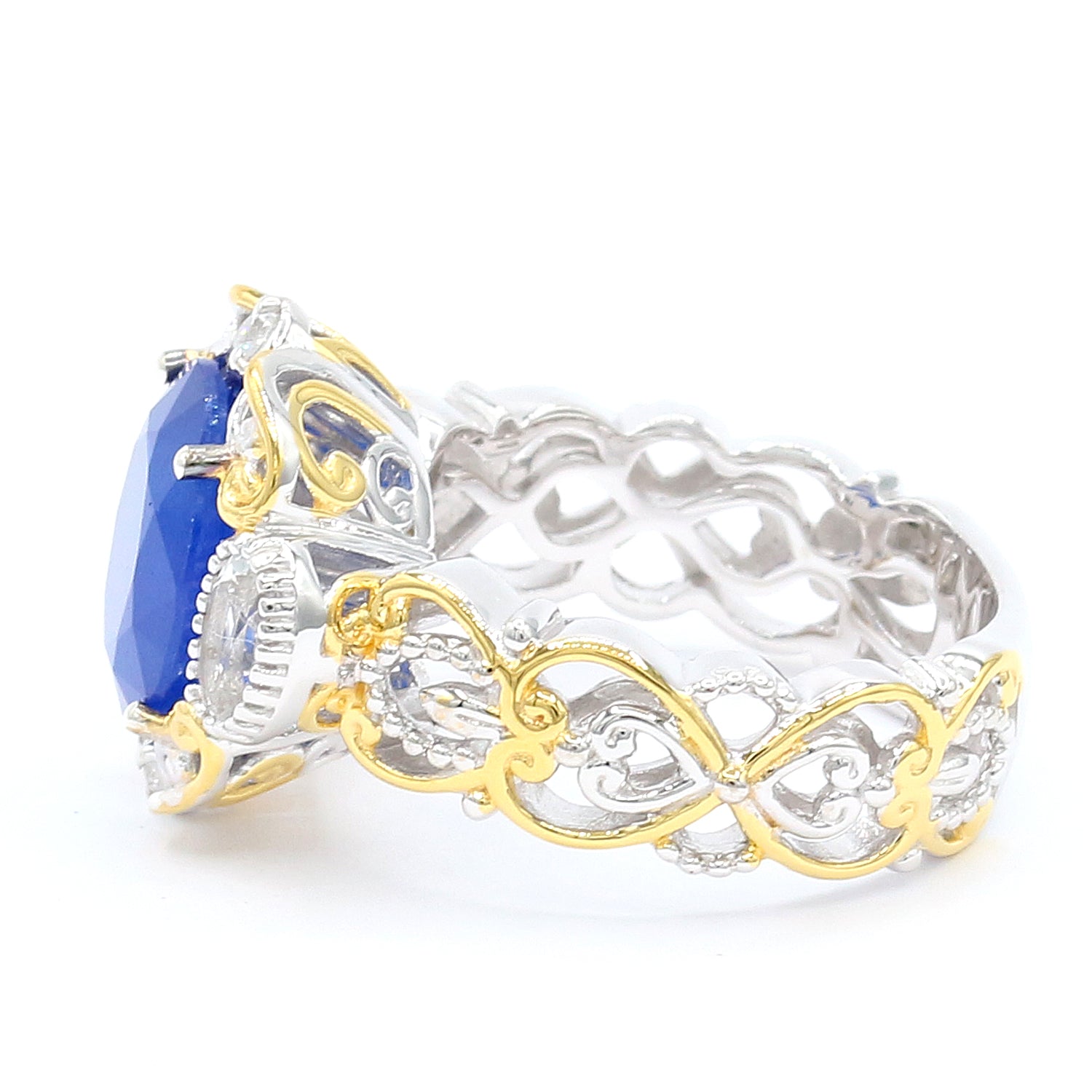 Gems en Vogue 4.63ctw Cobalt Blue Spinel, White Topaz & Zircon Ring