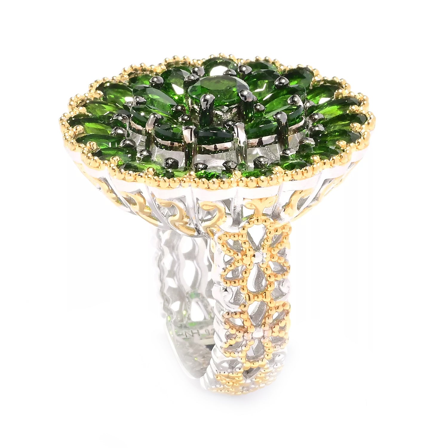 Gems en Vogue 6.96ctw Chrome Diopside Flower Cluster Ring