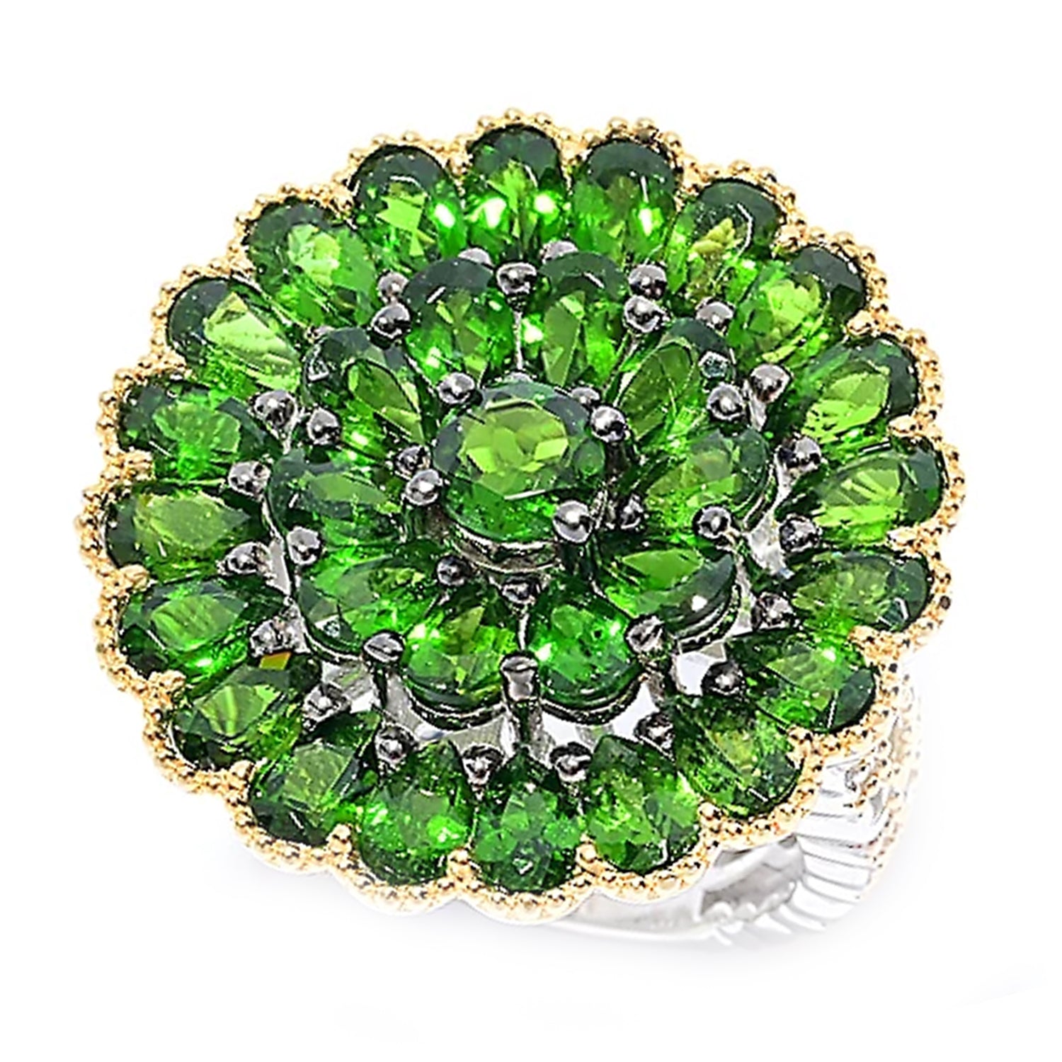 Gems en Vogue 6.96ctw Chrome Diopside Flower Cluster Ring
