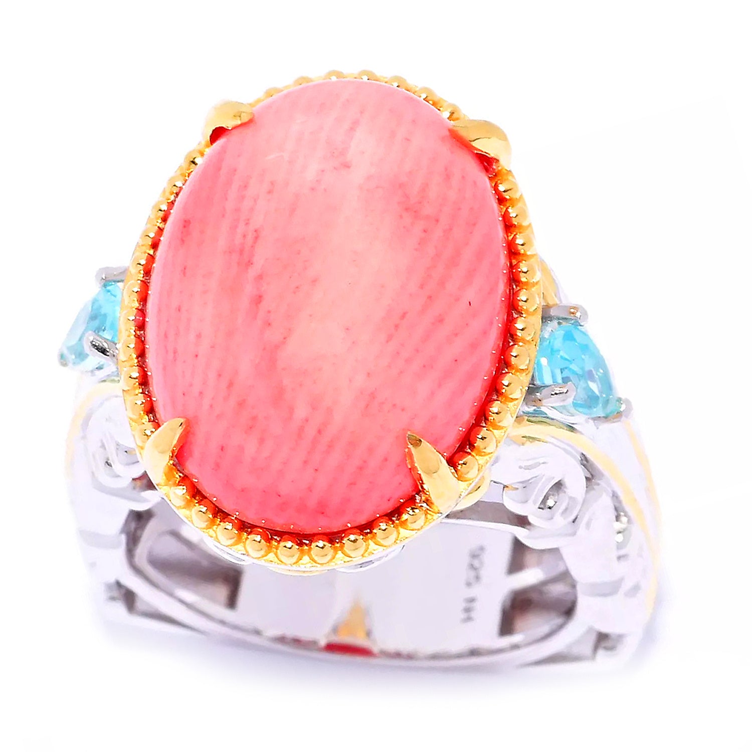 Gems en Vogue Salmon Coral & Paraiba Apatite Ring