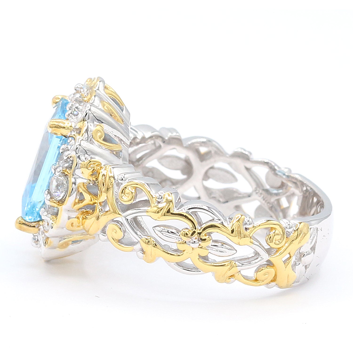 Gems en Vogue 4.80ctw Swiss Blue Topaz & White Zircon Ring