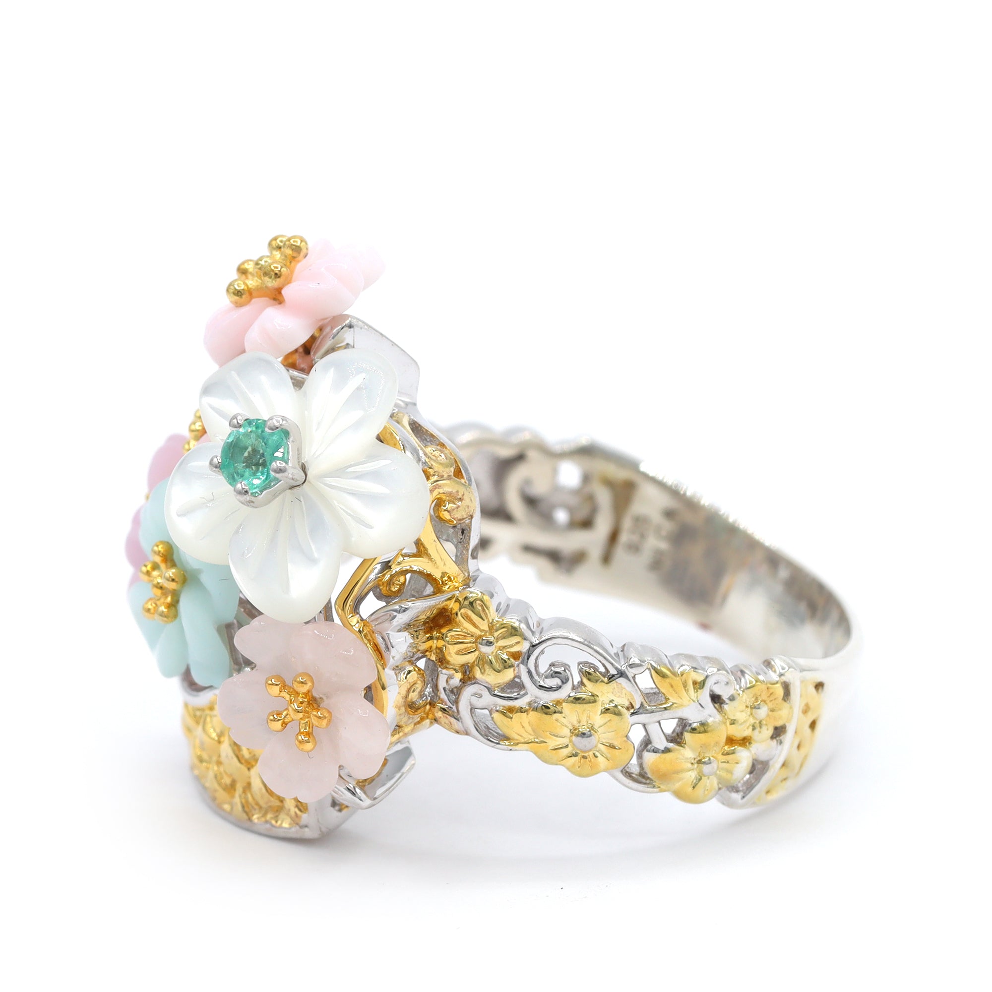 Bague « panier de fleurs » Gems en Vogue avec pierres multicolores