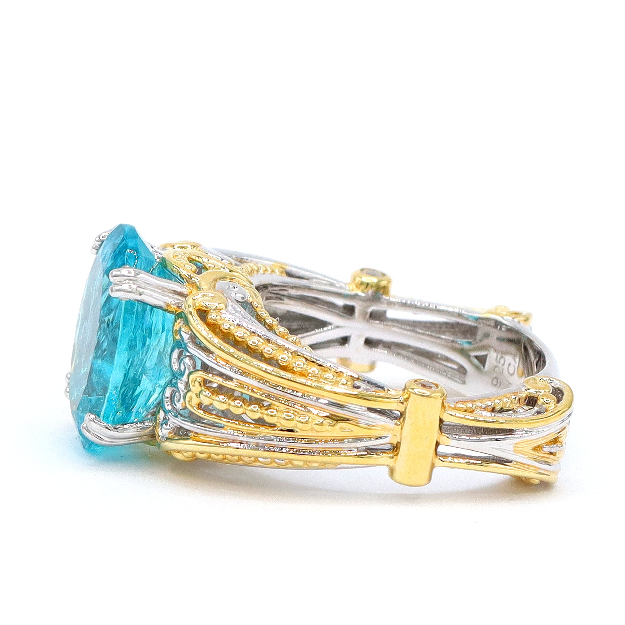 Couture Gems One-of-a-Kind 24K Palladium Silver 6.10ctw Paraiba Apatite & White Zircon Ring