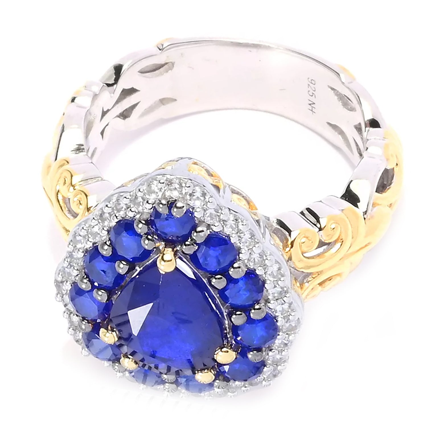 Gems en Vogue 3.51ctw Cobalt Blue Spinel & White Zircon Halo Ring
