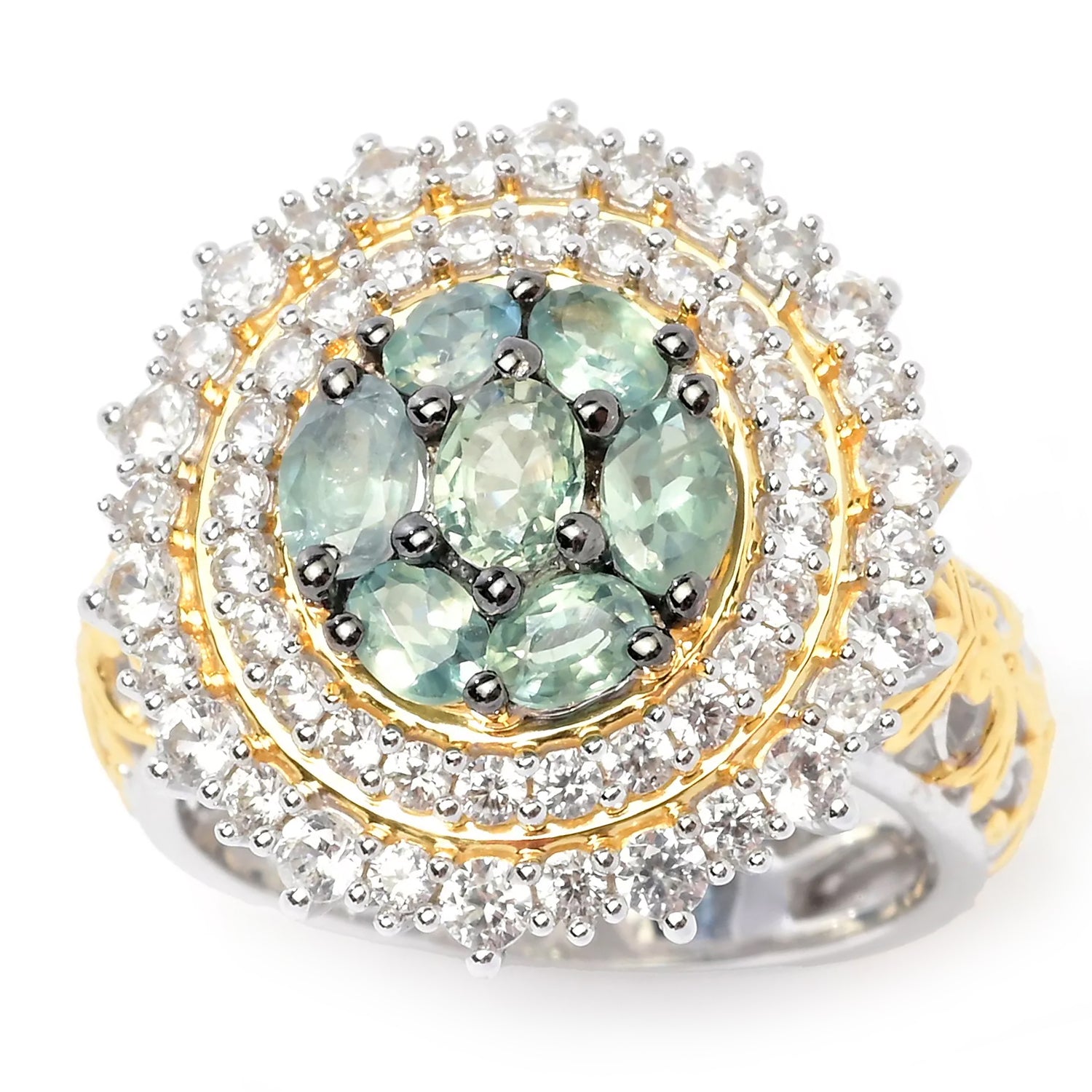 Gems en Vogue 2.58ctw Alexandrite & White Zircon Double Halo Ring