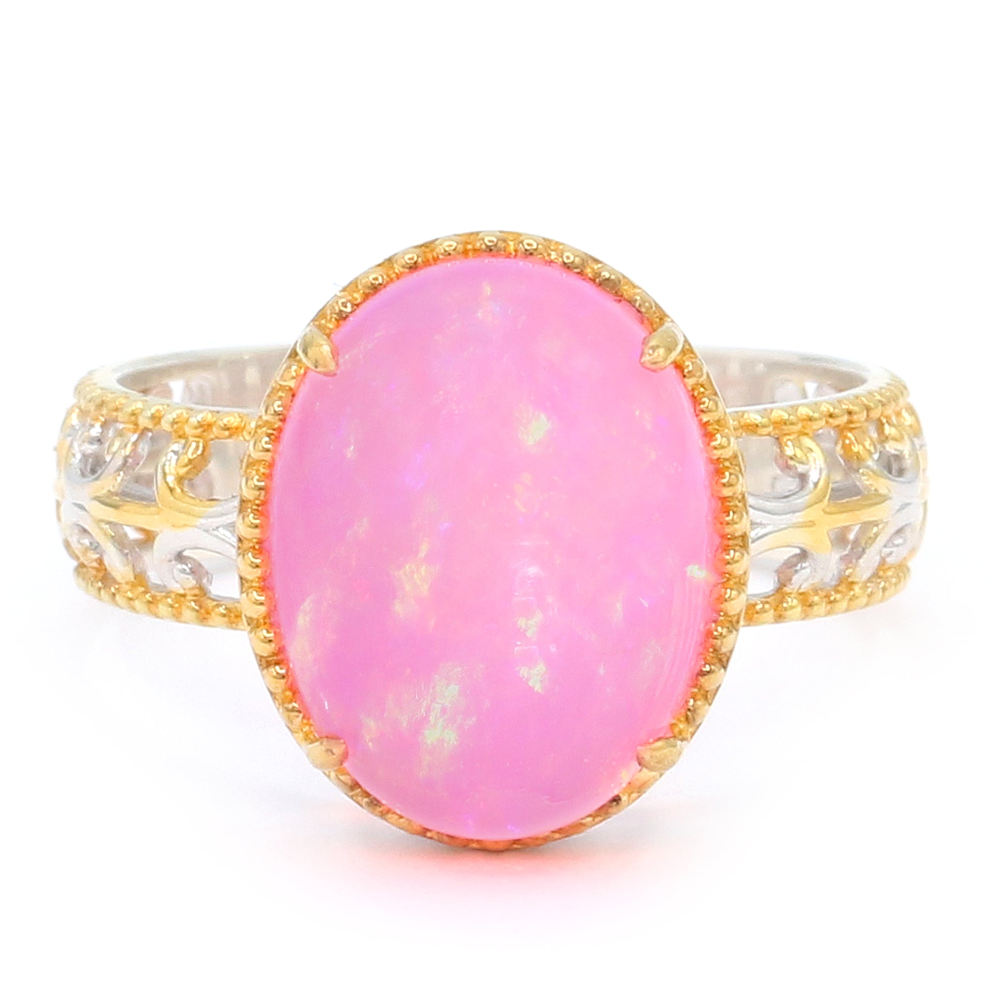Couture Gems One-of-a-Kind 24K Palladium Silver 7.30ctw Pink Ethiopian Opal Ring