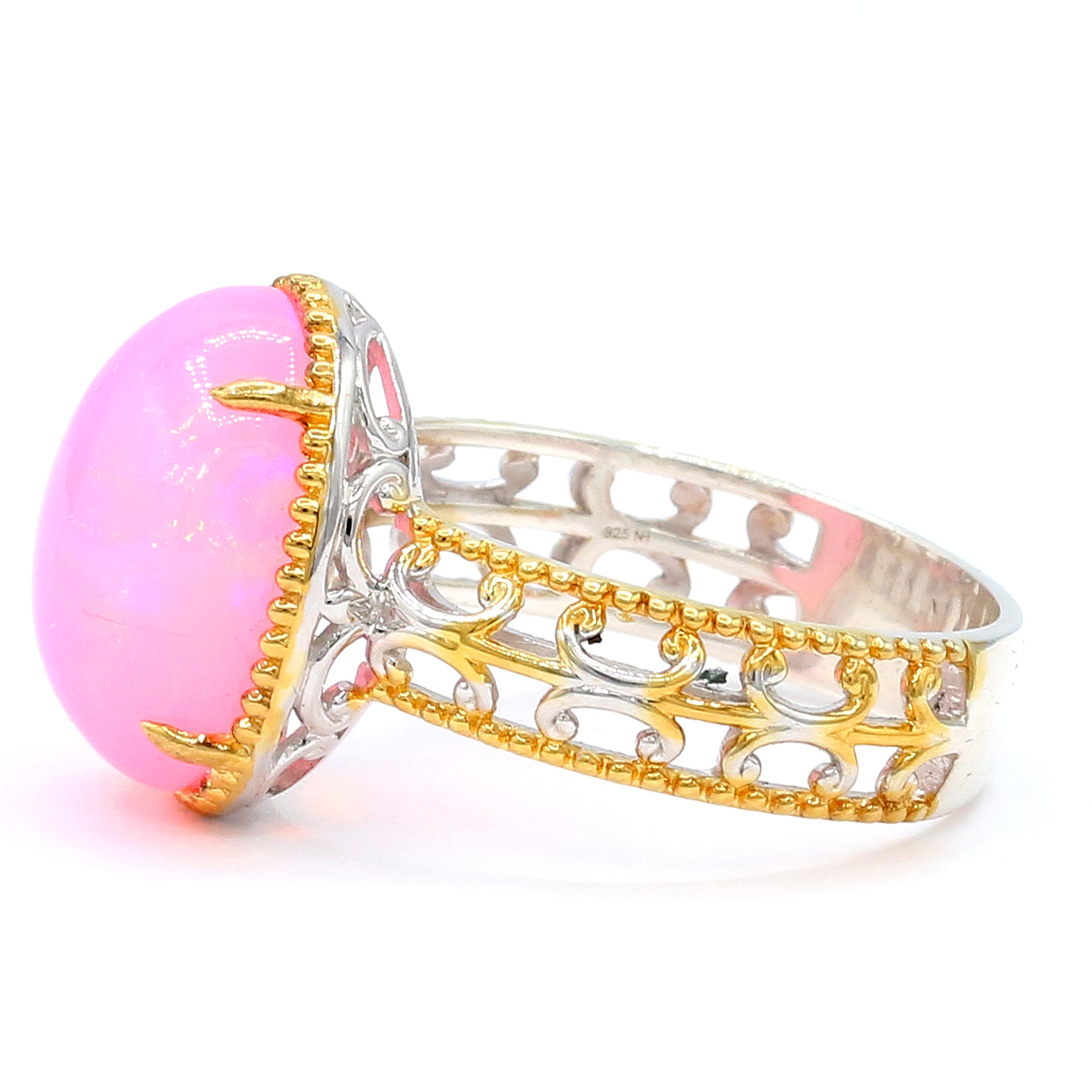 Couture Gems One-of-a-Kind 24K Palladium Silver 7.30ctw Pink Ethiopian Opal Ring