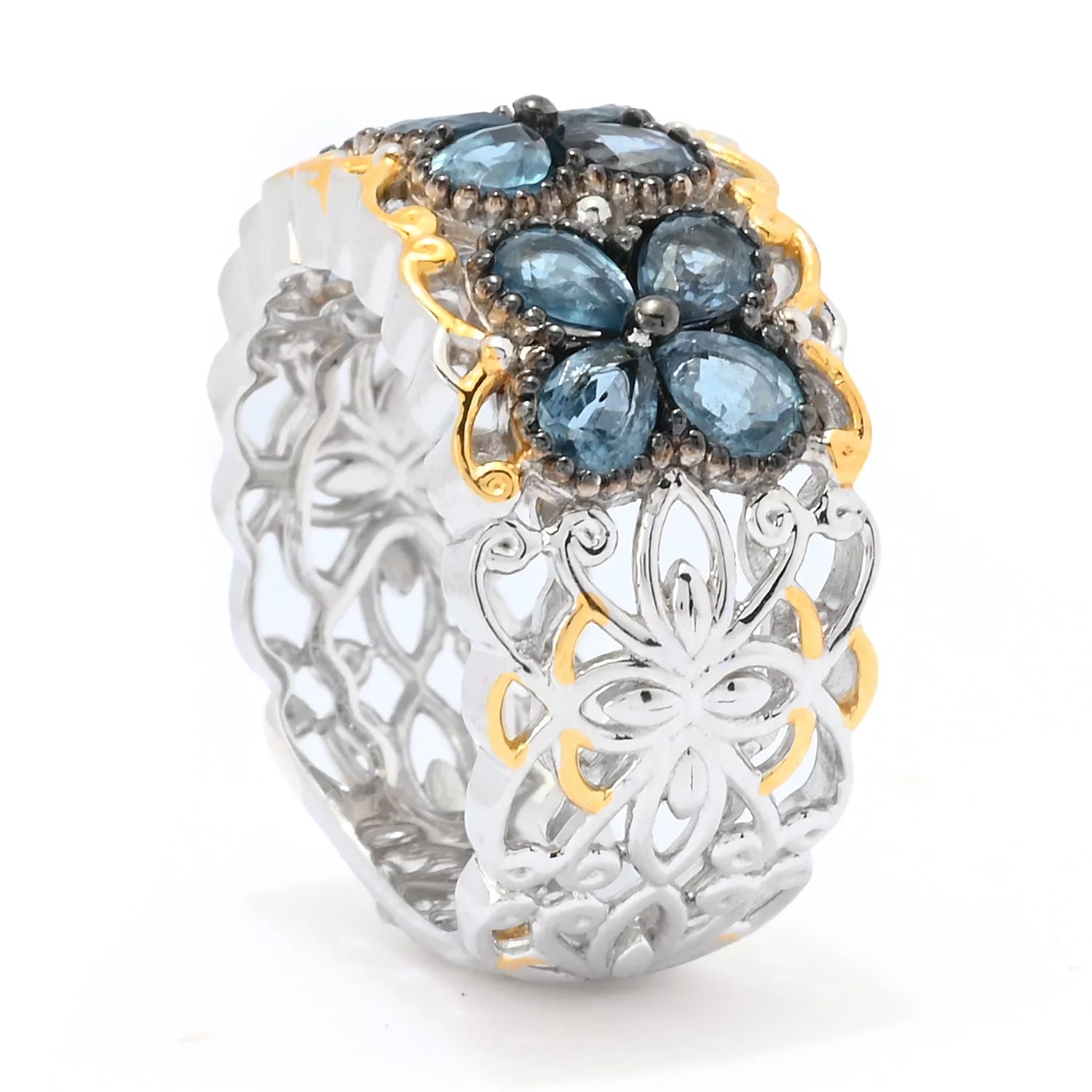 Gems en Vogue 2.52ctw Teal Kyanite Band Ring
