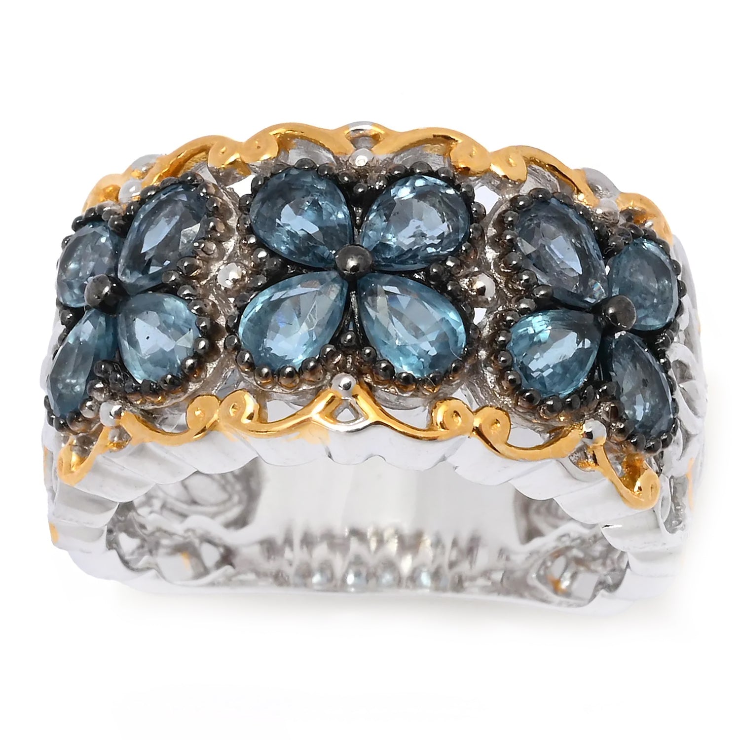 Gems en Vogue 2.52ctw Teal Kyanite Band Ring