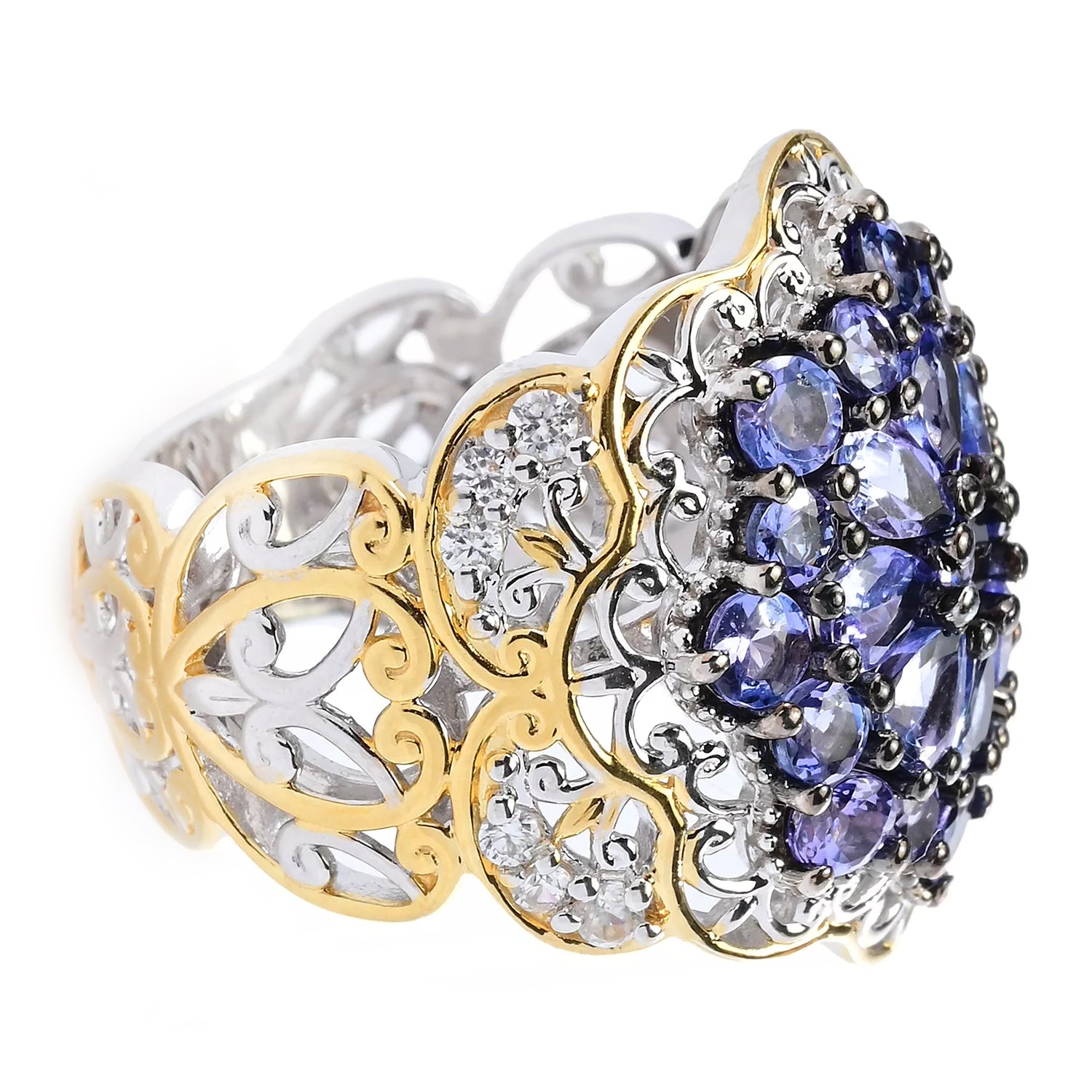 Gems en Vogue 3.50ctw Tanzanite & White Zircon Cluster Ring