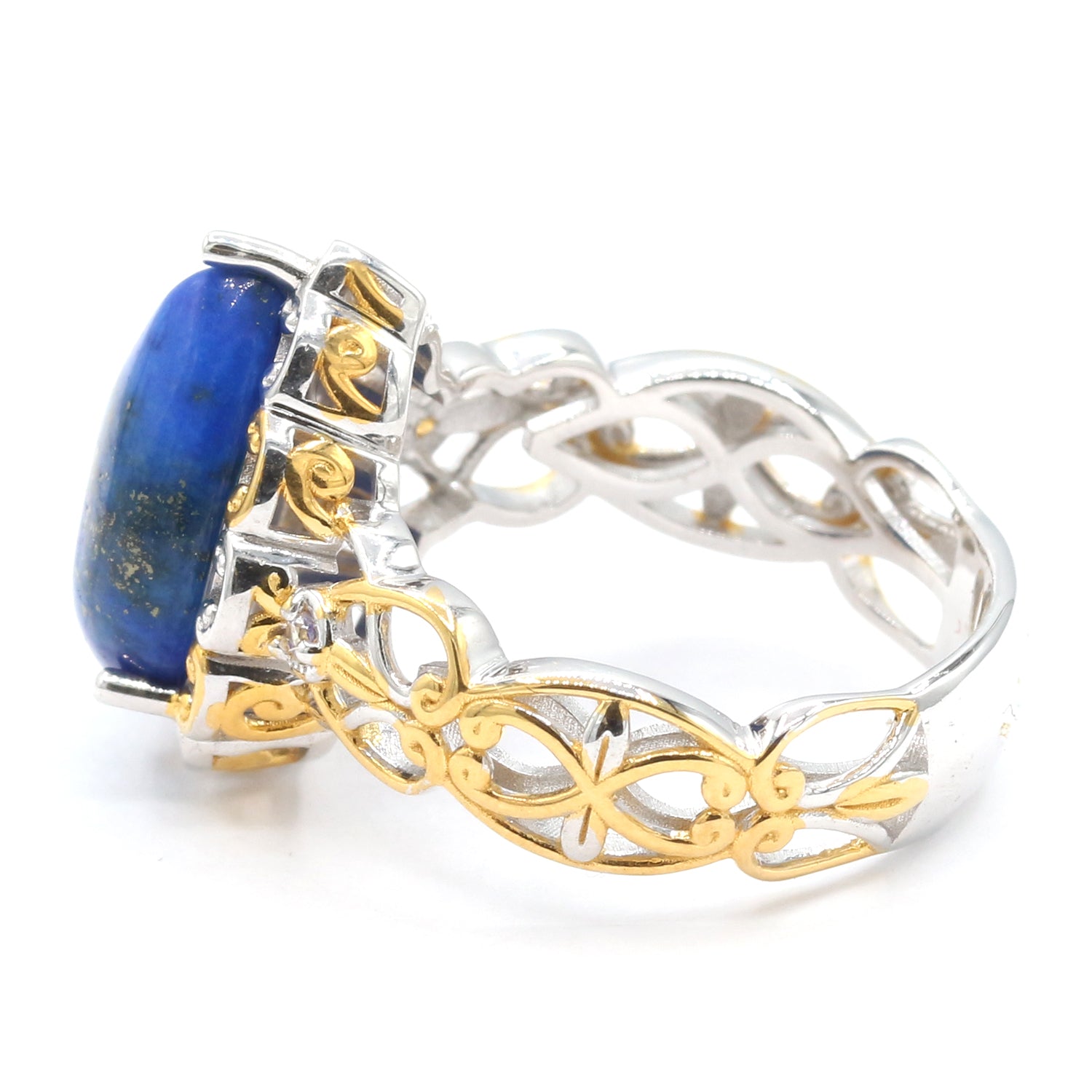 Gems en Vogue Pear Shaped Lapis & White Zircon Ring