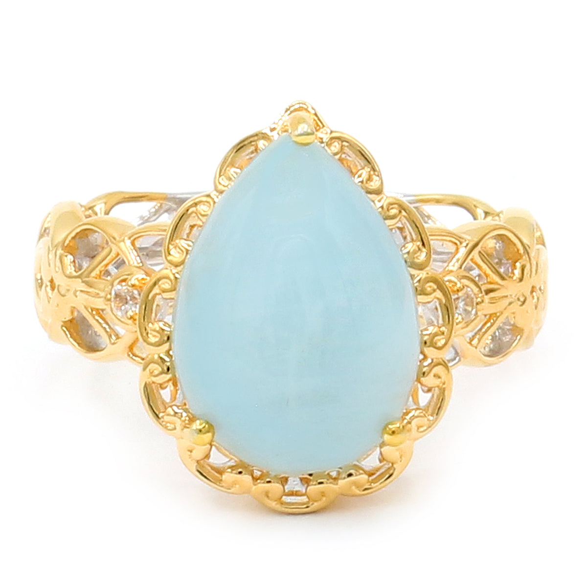 Bague Gems en Vogue en aigue-marine taille trillion de 2,27 ct et zircon blanc