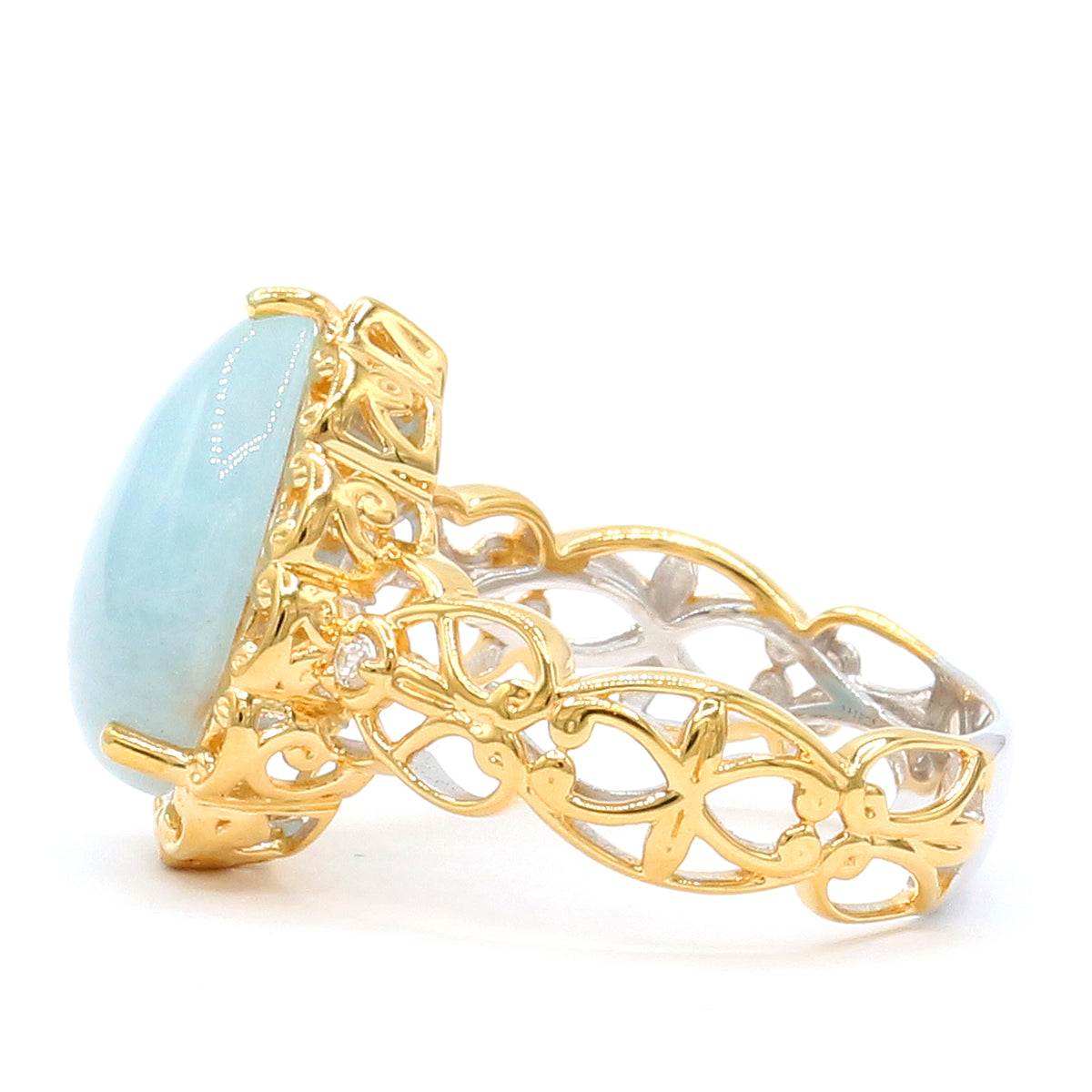 Bague Gems en Vogue en aigue-marine taille trillion de 2,27 ct et zircon blanc