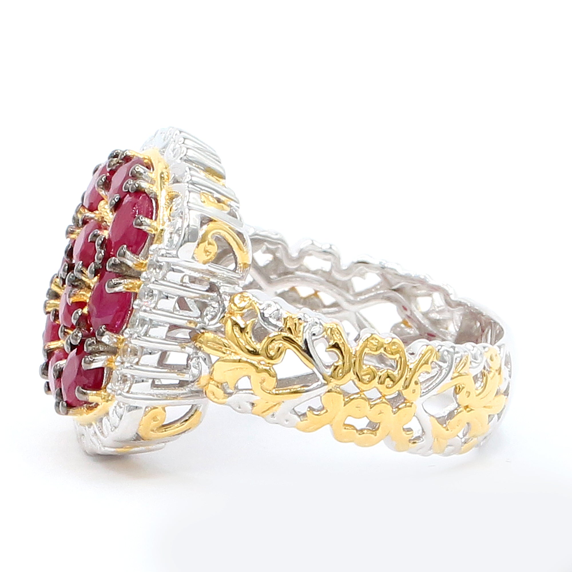 Gems en Vogue 24K Palladium Silver 2.12ctw Ruby & White Zircon Ring