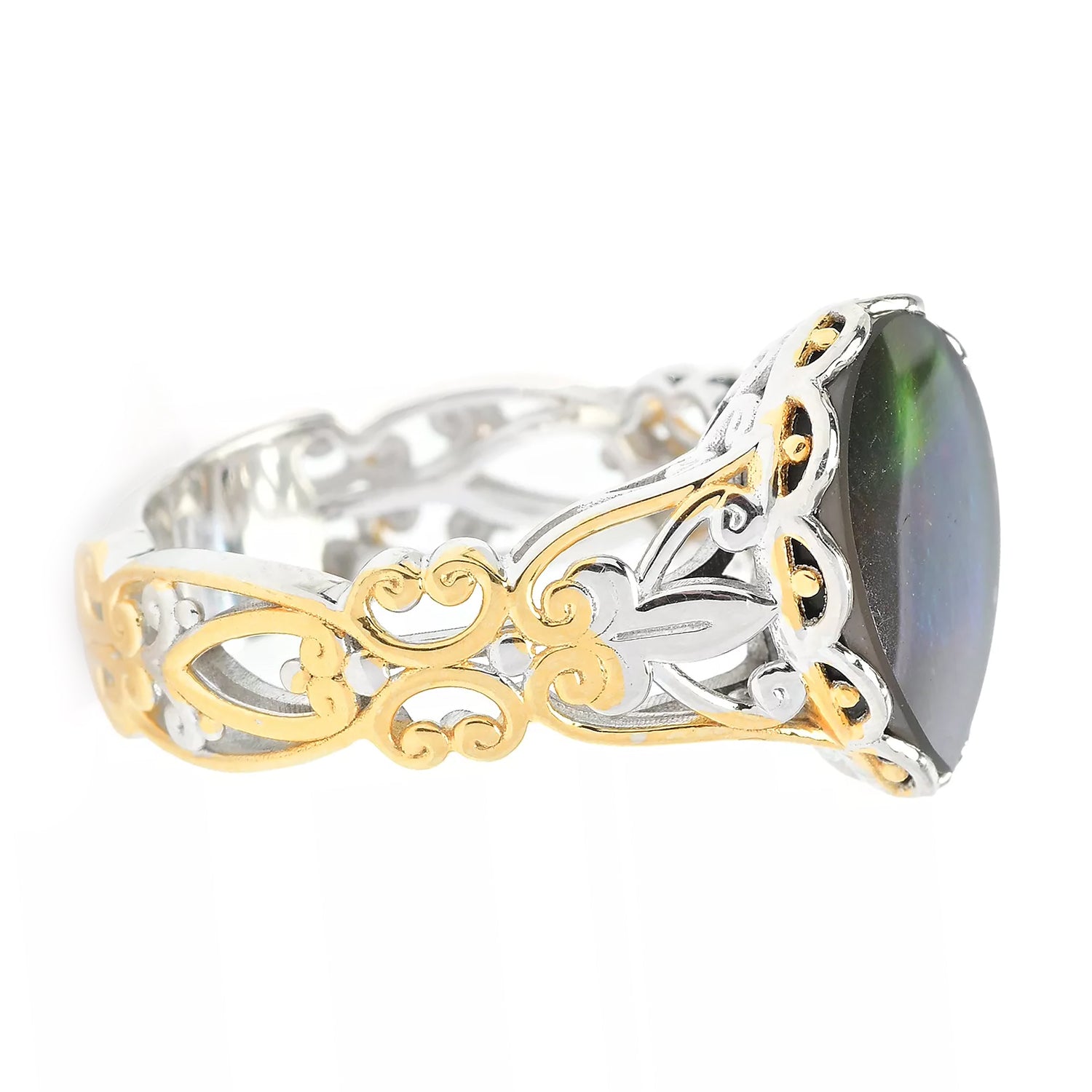 Bague Ammolite forme poire Gems en Vogue