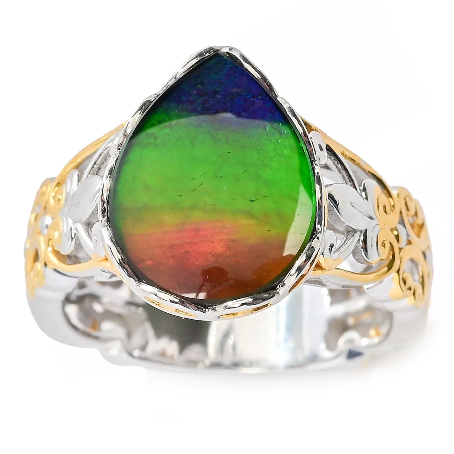 Bague Ammolite forme poire Gems en Vogue