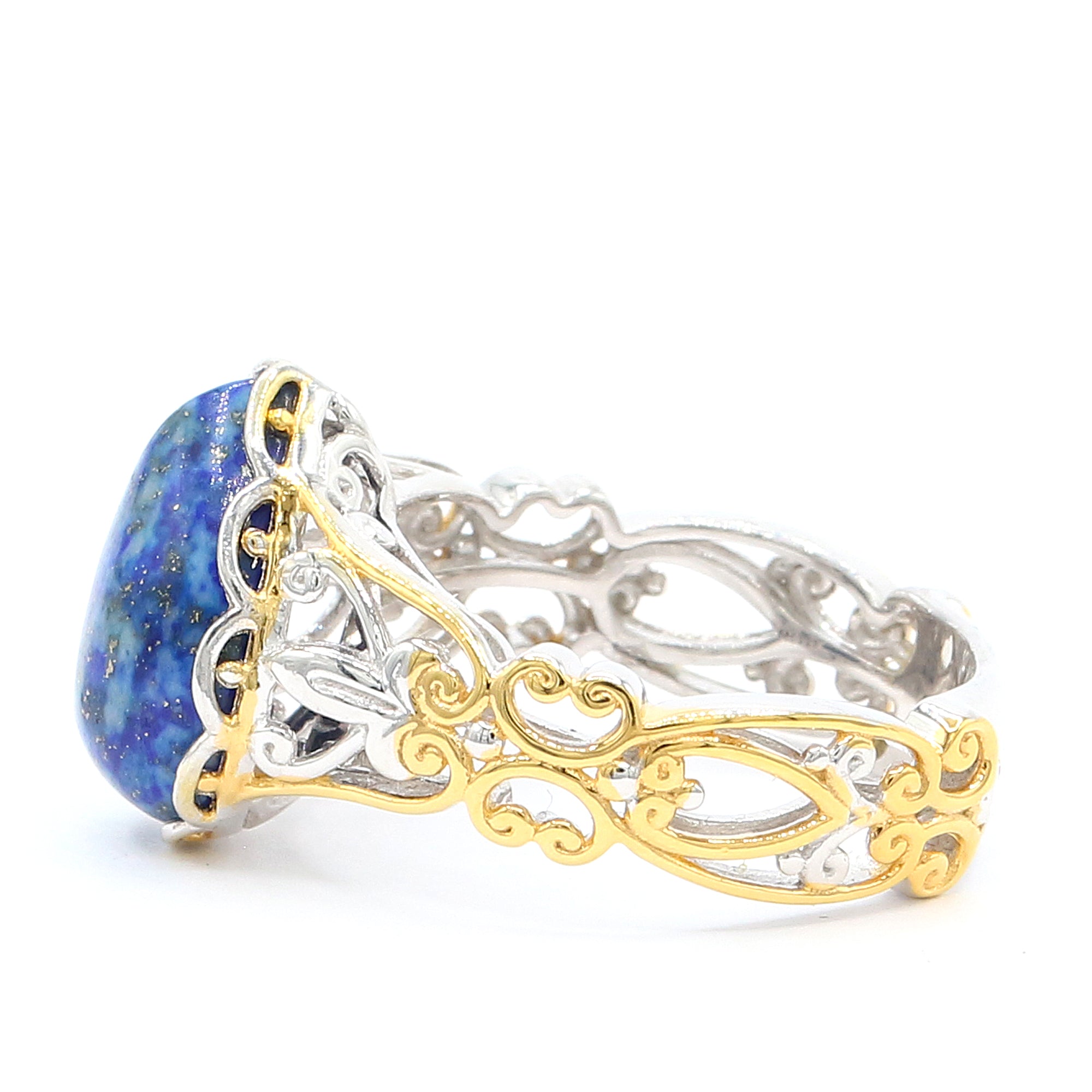 Gems en Vogue 24K Palladium Silver Pear Shaped Lapis Ring