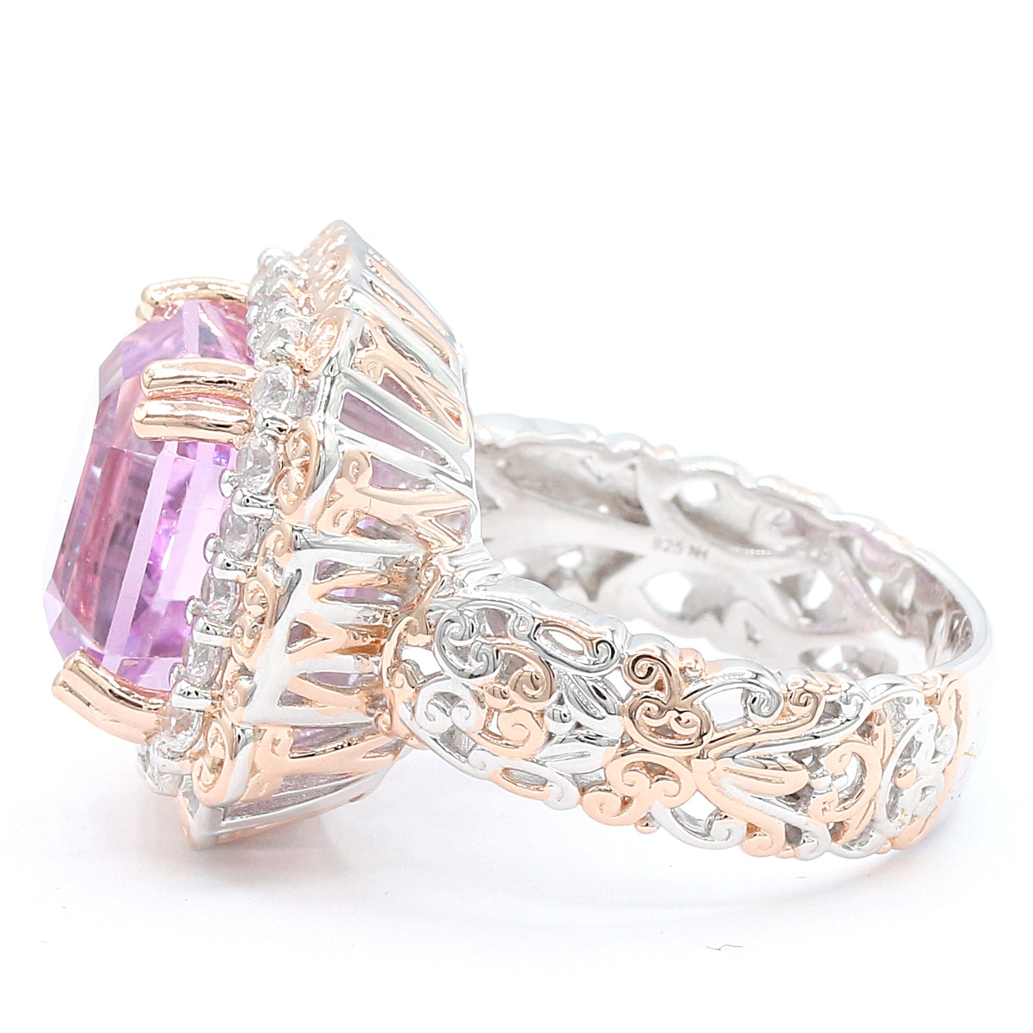Limited Edition Gems en Vogue Luxe One-of-a-Kind 11.52ctw Kunzite & White Zircon Halo Ring