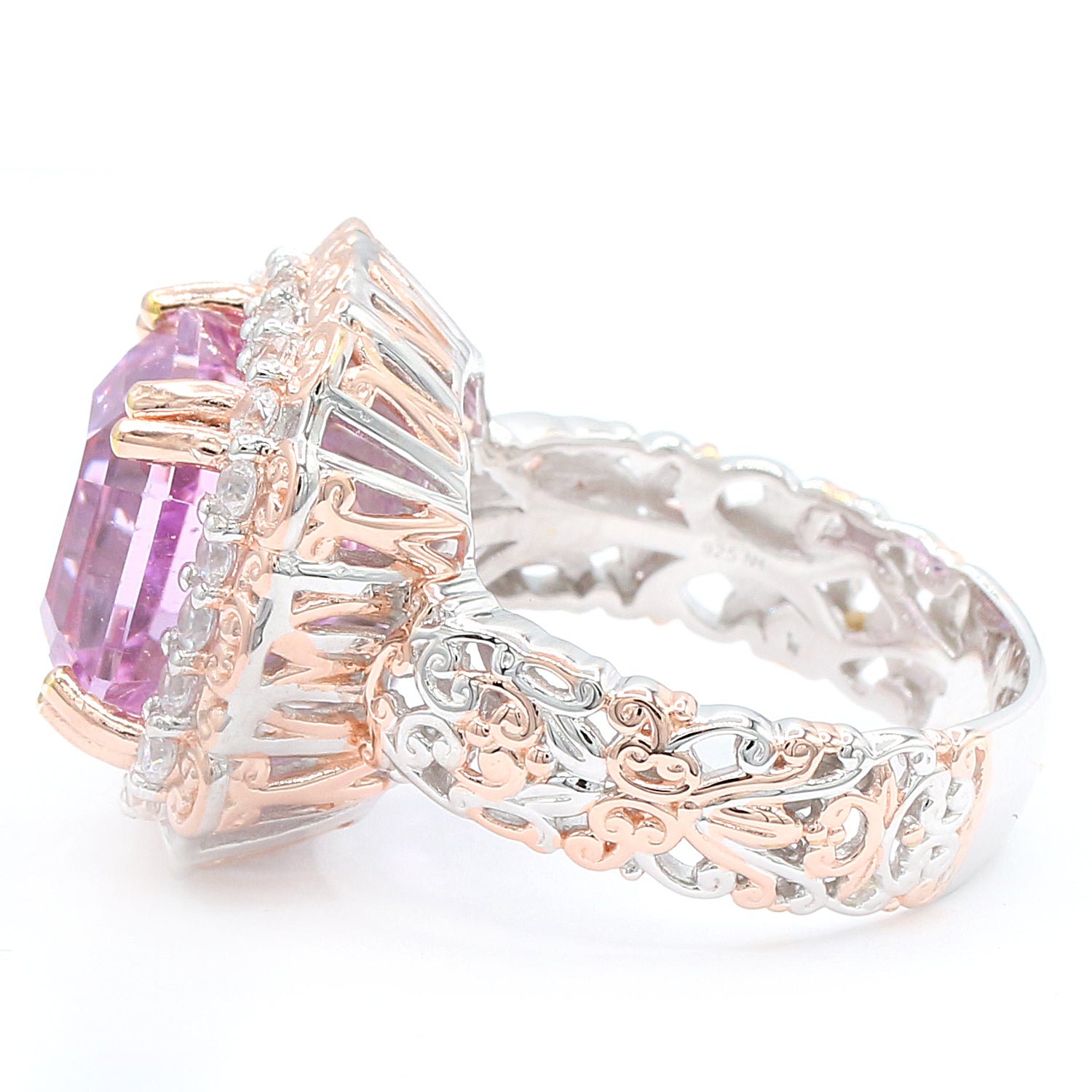 Limited Edition Gems en Vogue Luxe One-of-a-Kind 12.24ctw Kunzite & White Zircon Halo Ring