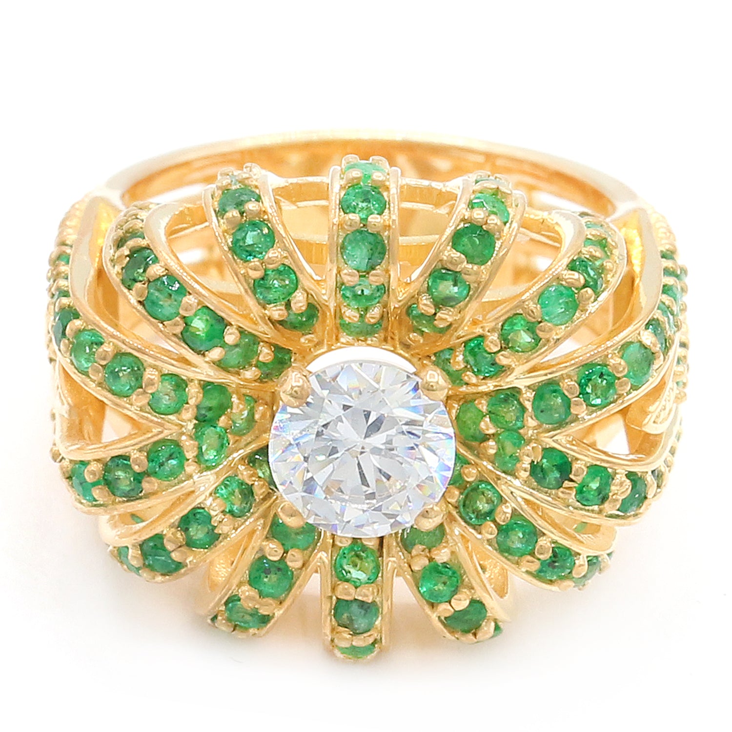 Gems en Vogue One-of-a-kind 3.73ctw White Zircon & Emerald Ring