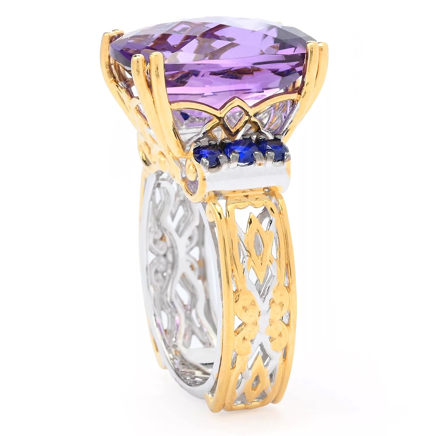 Gems en Vogue 11.07ctw African Amethyst & Cobalt Blue Spinel Ring