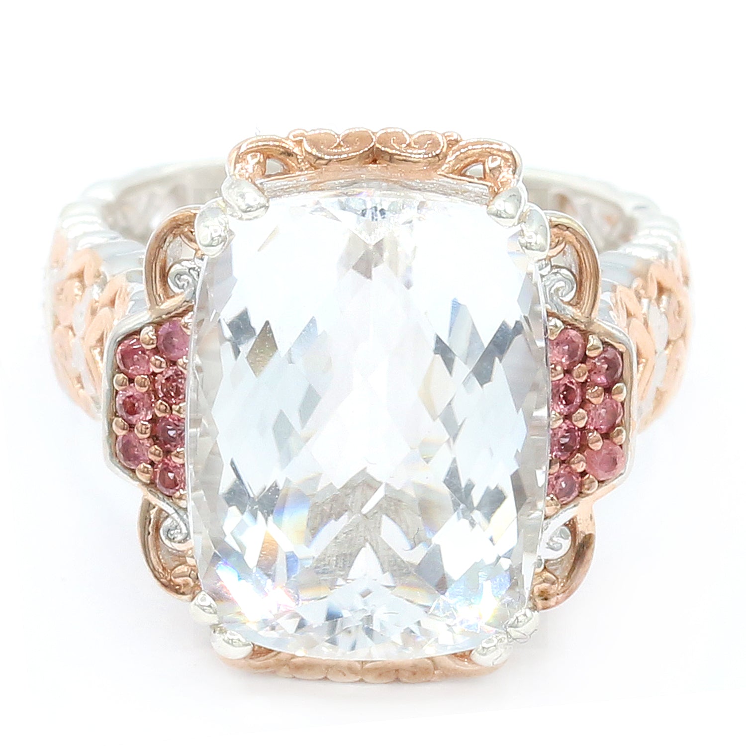 Gems en Vogue 10.71 Clear Quartz & Padparadscha Sapphire Ring