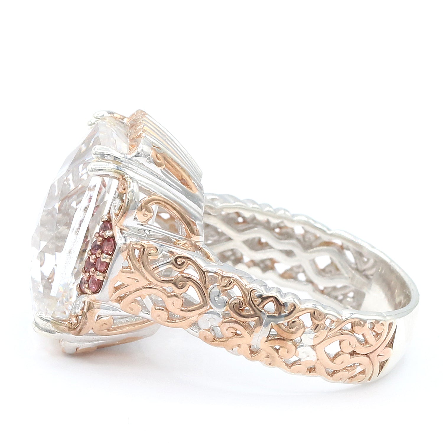 Gems en Vogue 10.71 Clear Quartz & Padparadscha Sapphire Ring