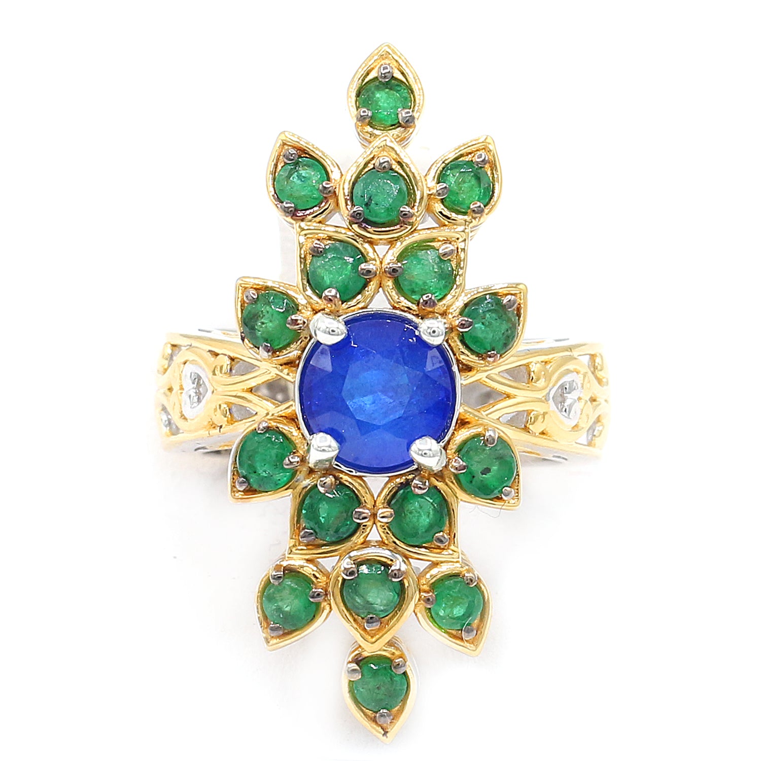 Limited Edition Gems en Vogue 1.87ctw Cobalt Blue Spinel & Grizzly Emerald Ring