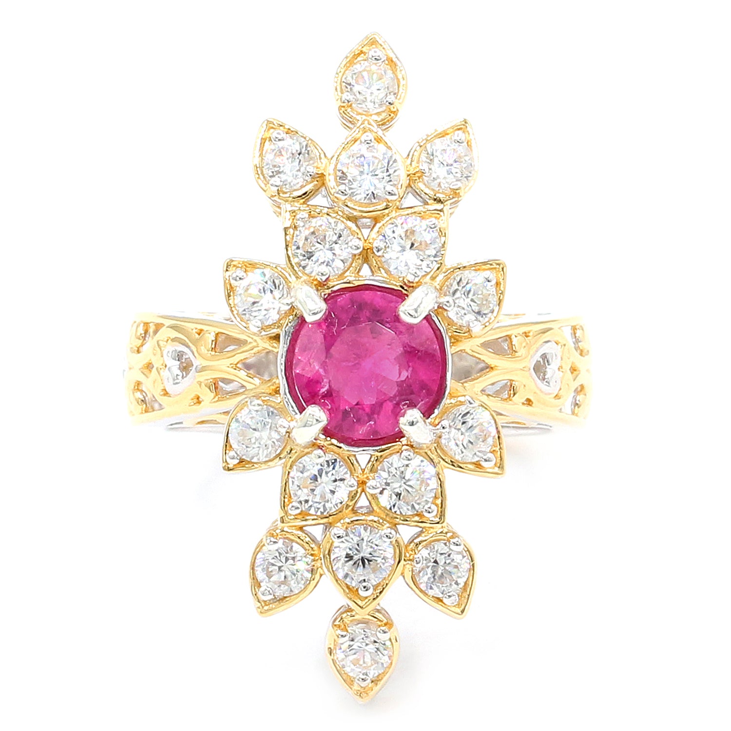 Gems en Vogue 3.74ctw Choice of Shade Rubellite & White Zircon Ring