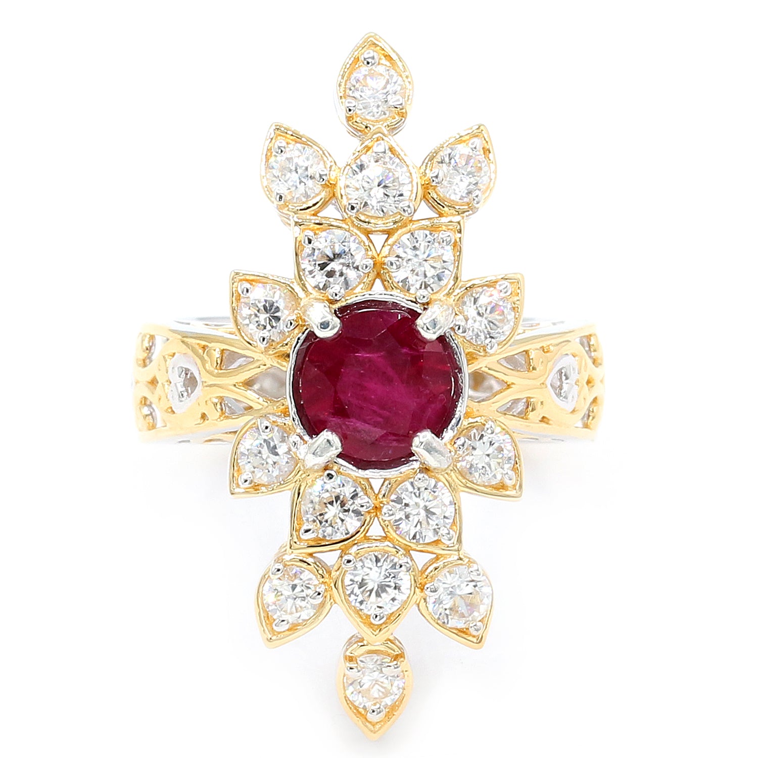 Gems en Vogue 3.74ctw Choice of Shade Rubellite & White Zircon Ring