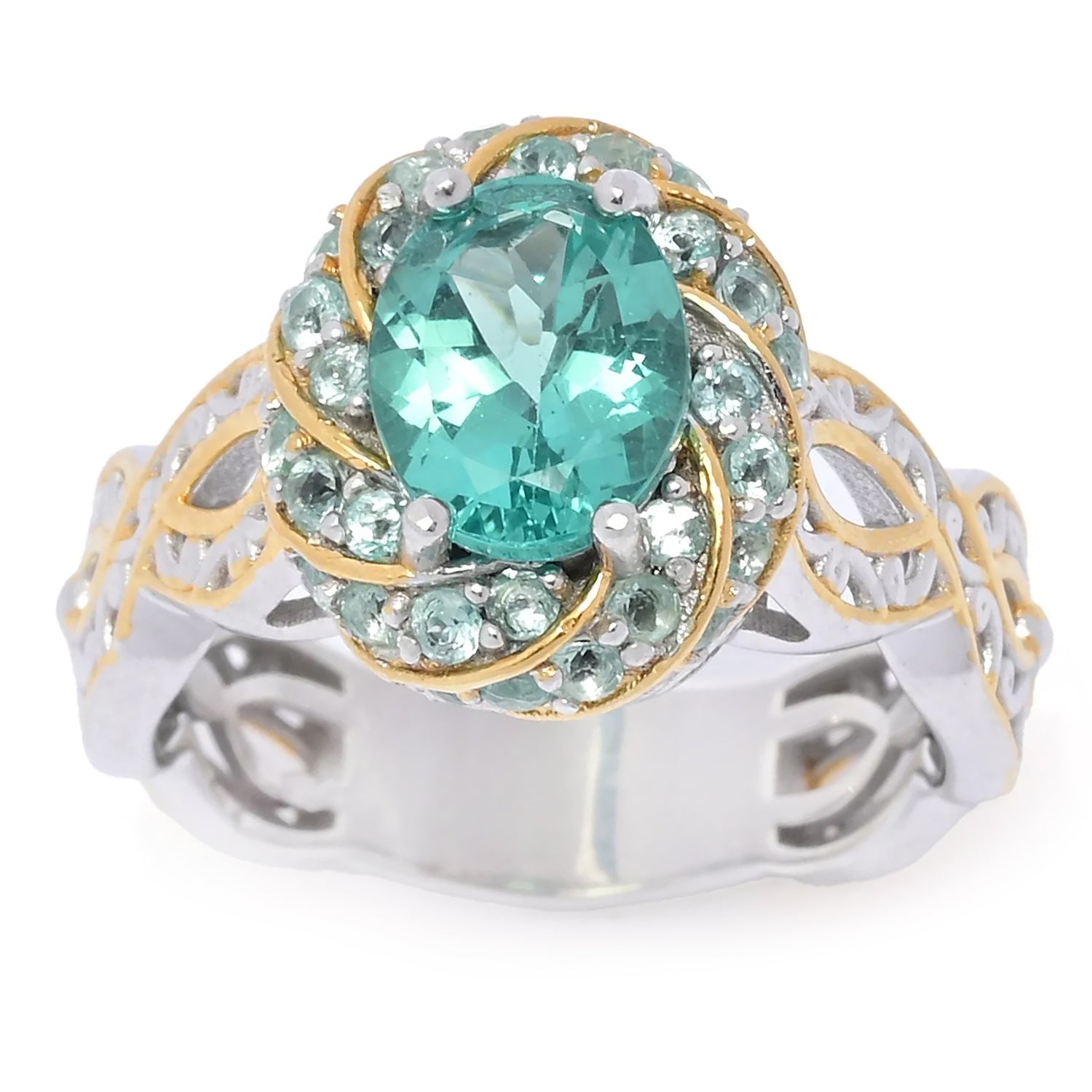 Bague Dauphin Apatite Ovale et Ronde 2,64 carats Gems en Vogue