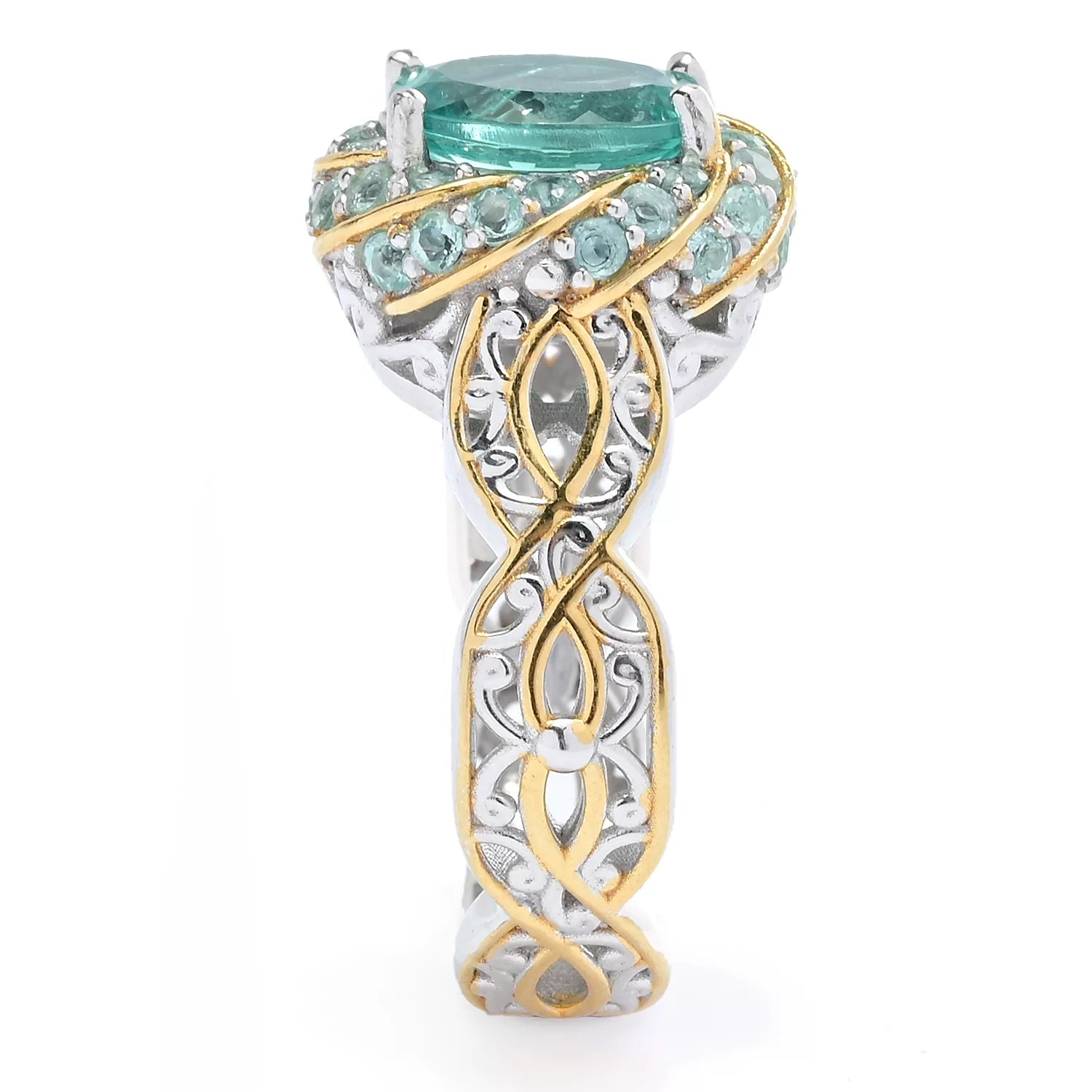Bague Dauphin Apatite Ovale et Ronde 2,64 carats Gems en Vogue