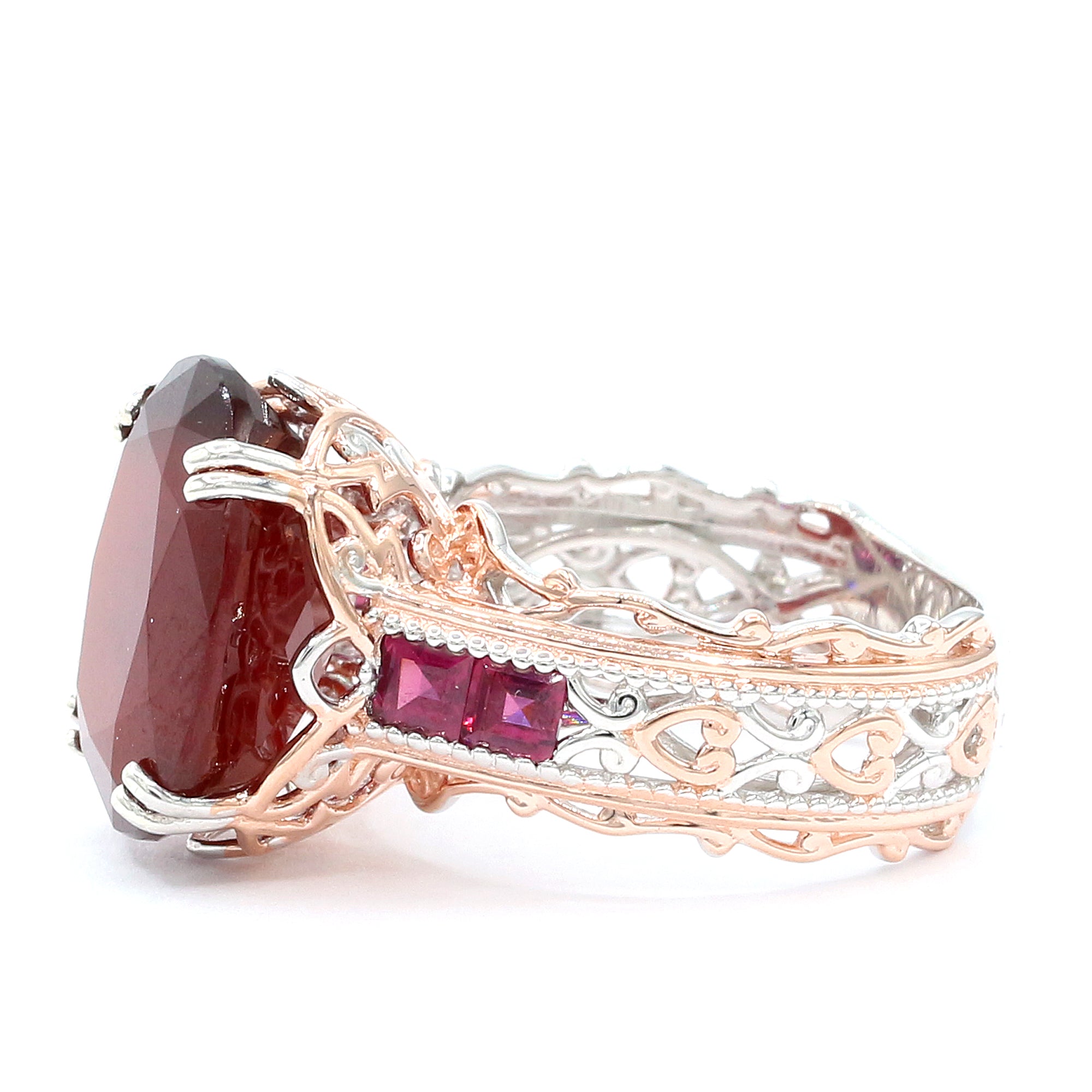 Gems en Vogue One-of-a-Kind 18K Palladium Silver 11.88ctw Hessonite Garnet & Rhodolite Ring