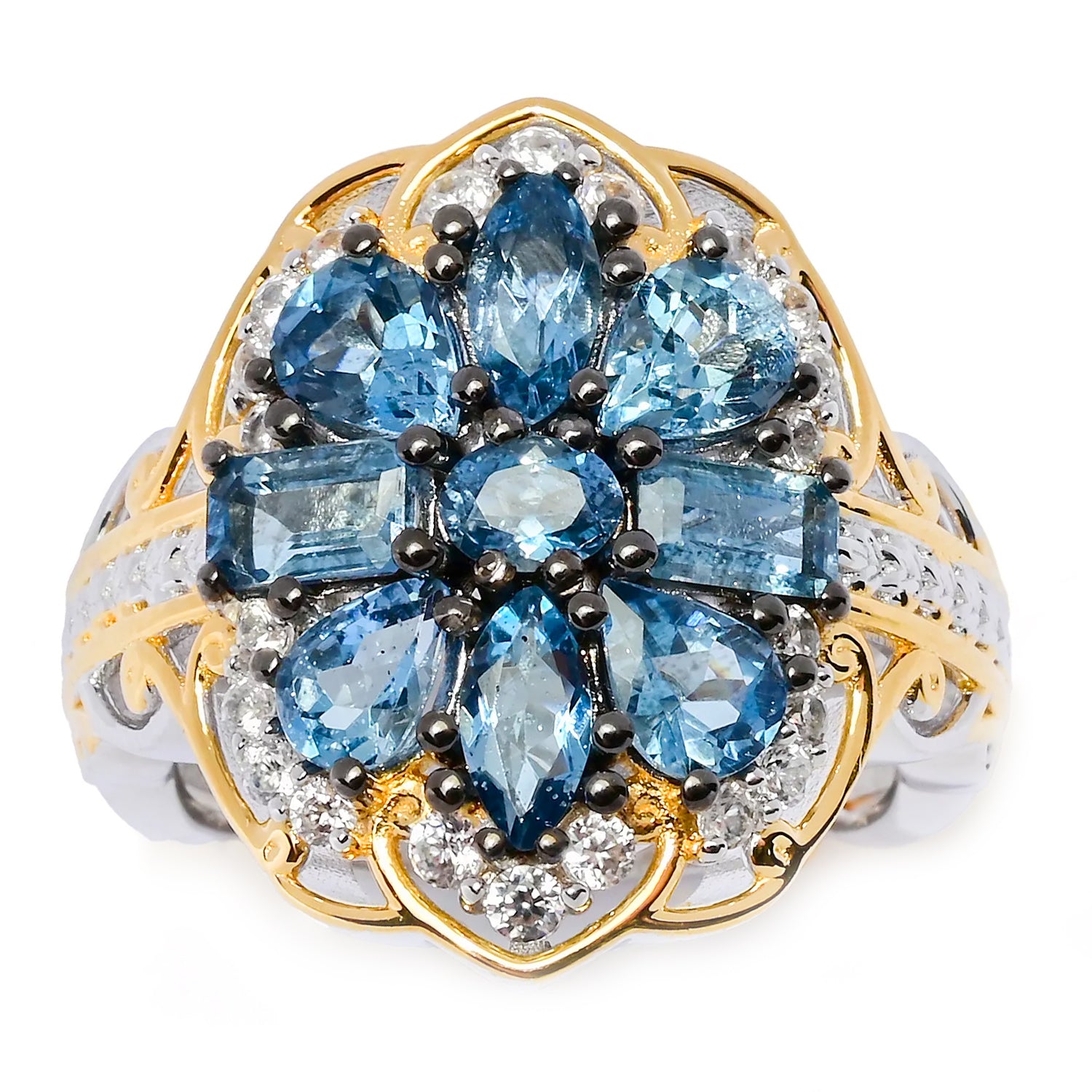 Gems en Vogue 2.70ctw African Aquamarine & White Zircon Ring