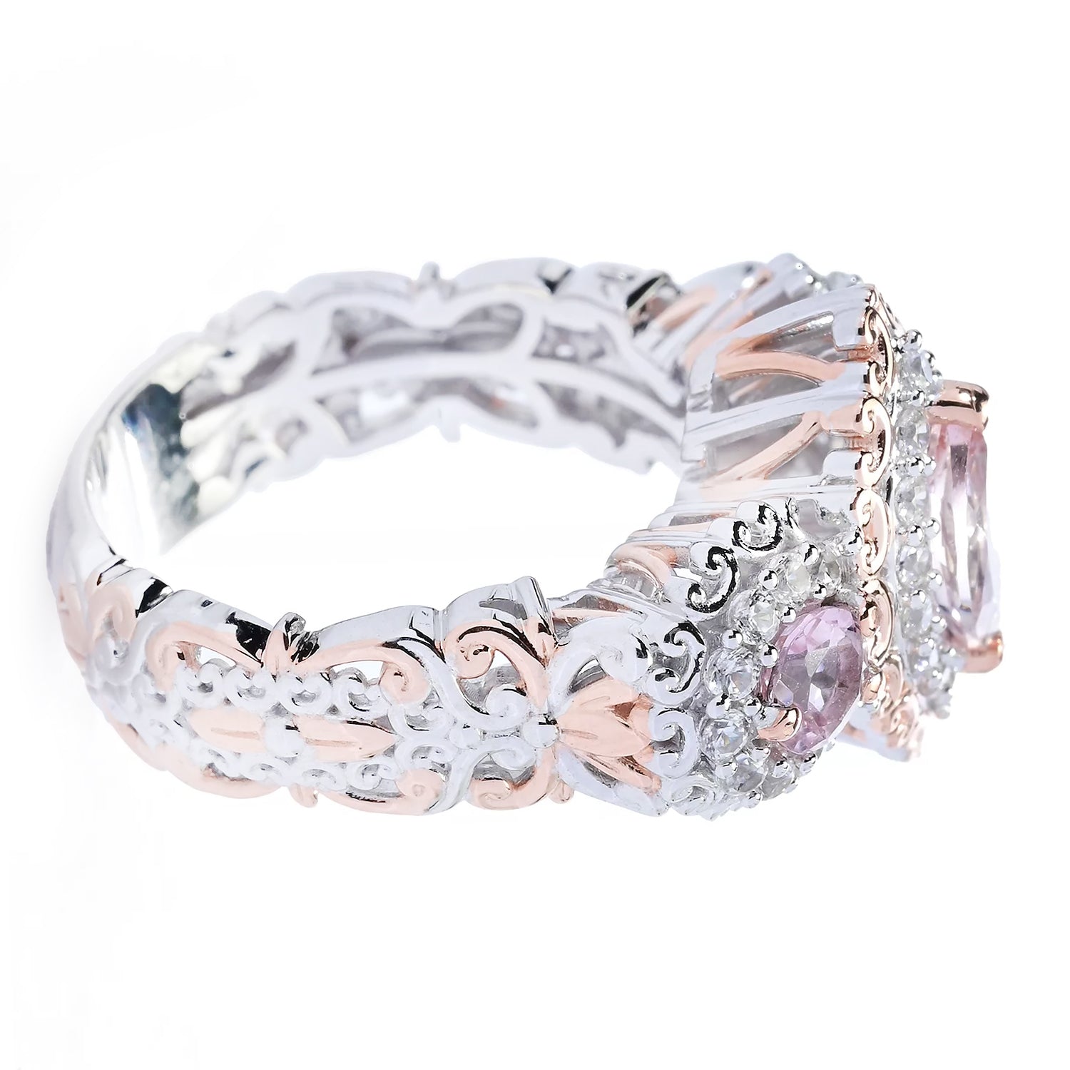 Gems en Vogue 1.94ctw Pink Morganite & White Zircon Ring