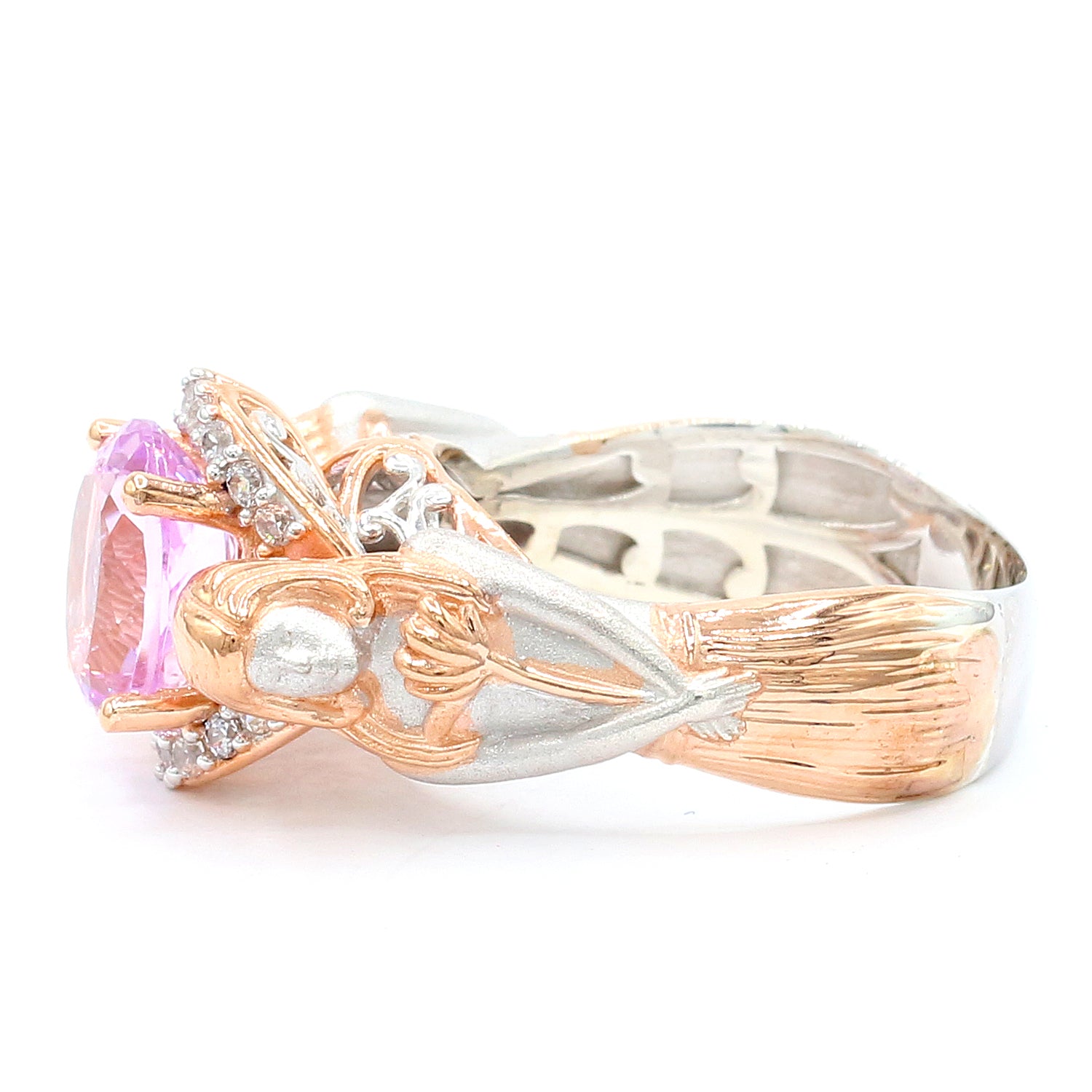 Gems en Vogue 4.16ctw Kunzite & White Zircon Fairy Ring