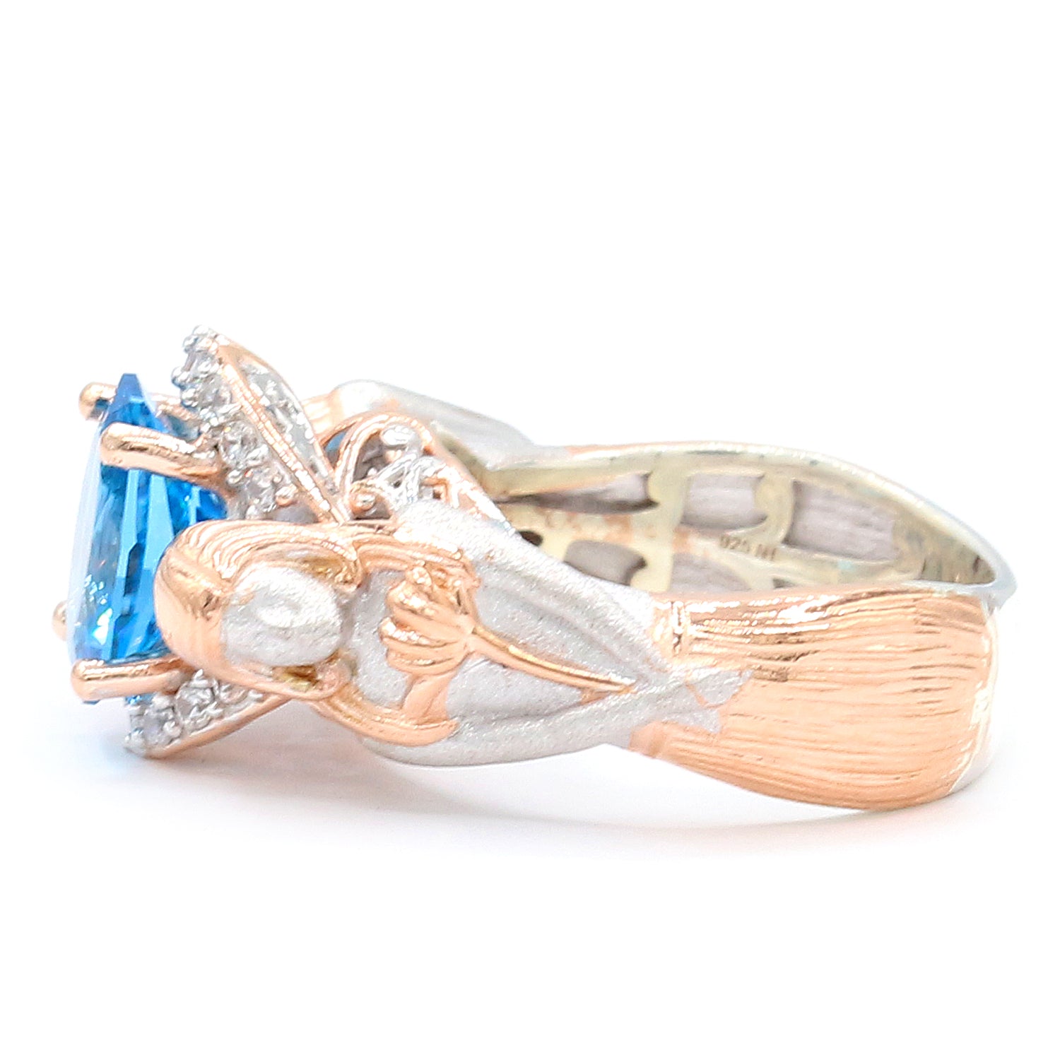 Gems en Vogue One-of-a-Kind 2.38ctw Special Cut Swiss Blue Topaz & White Zircon Fairy Ring