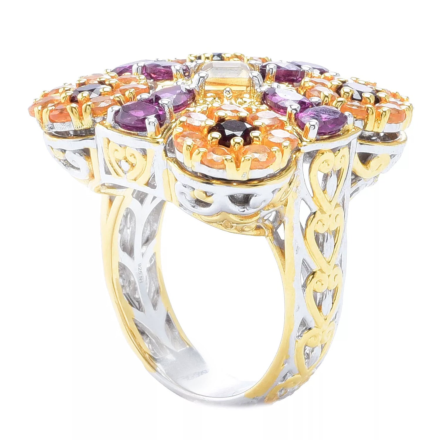 Gems en Vogue 5.13ctw Multi Gemstones Cross Spinner Ring