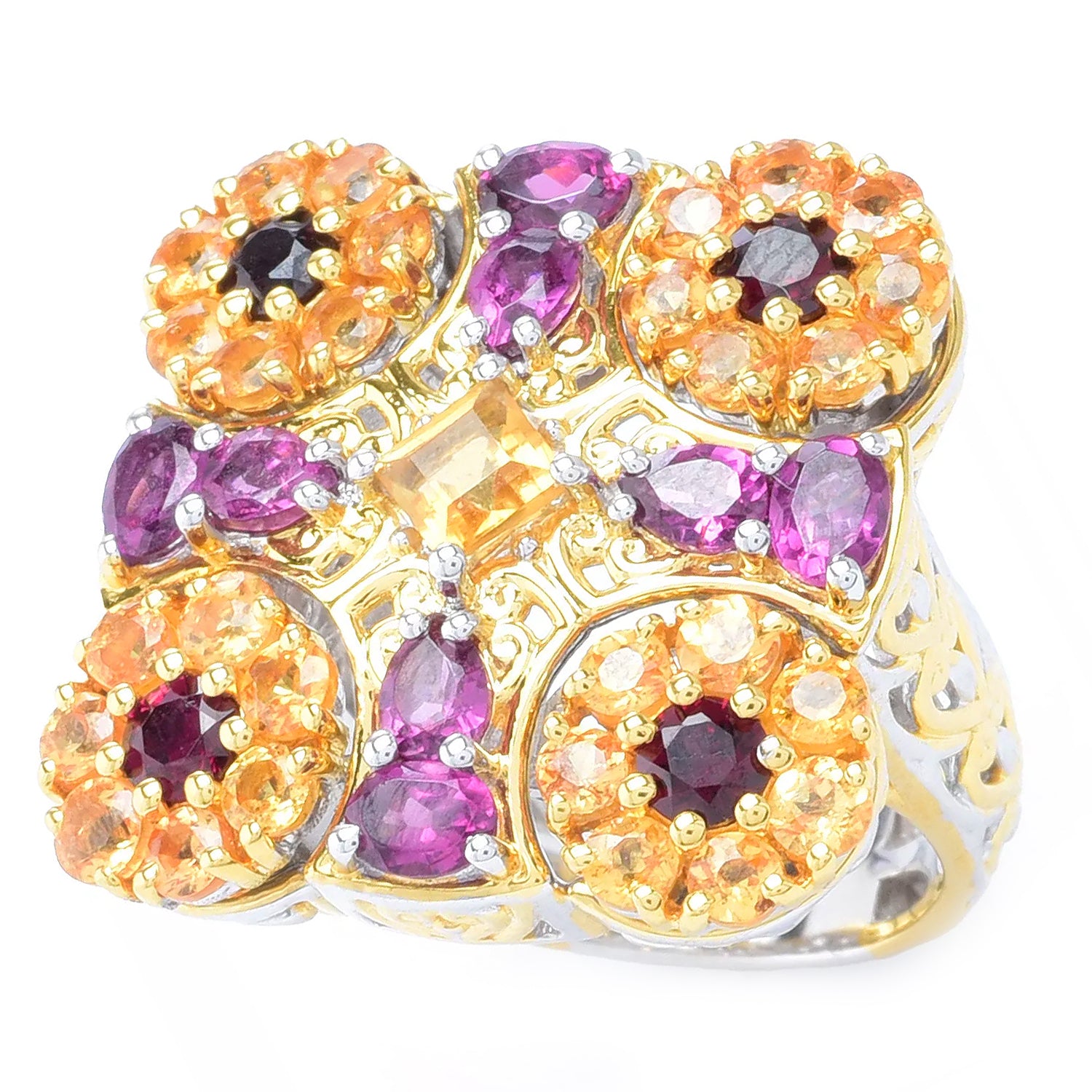 Gems en Vogue 5.13ctw Multi Gemstones Cross Spinner Ring