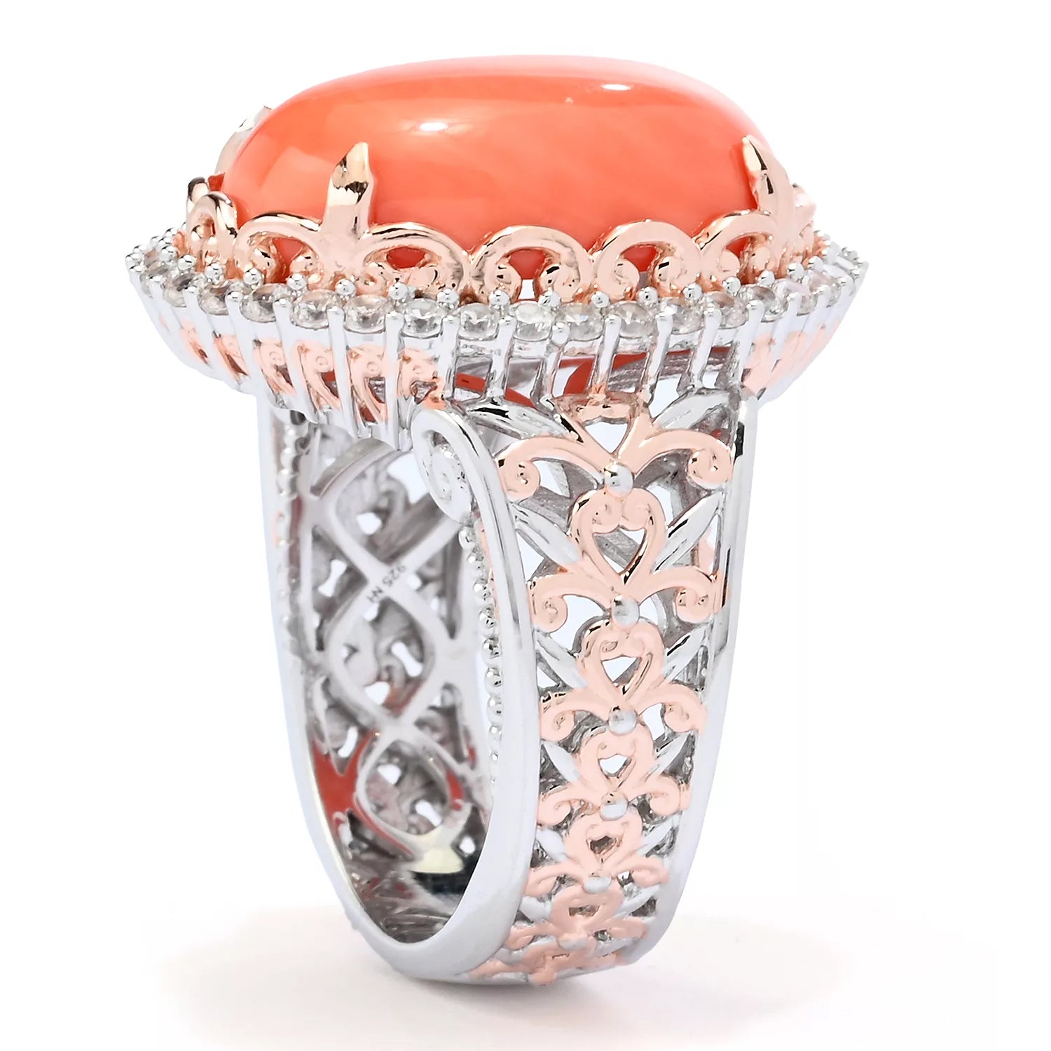 Gems en Vogue Salmon Coral & White Zircon Ring