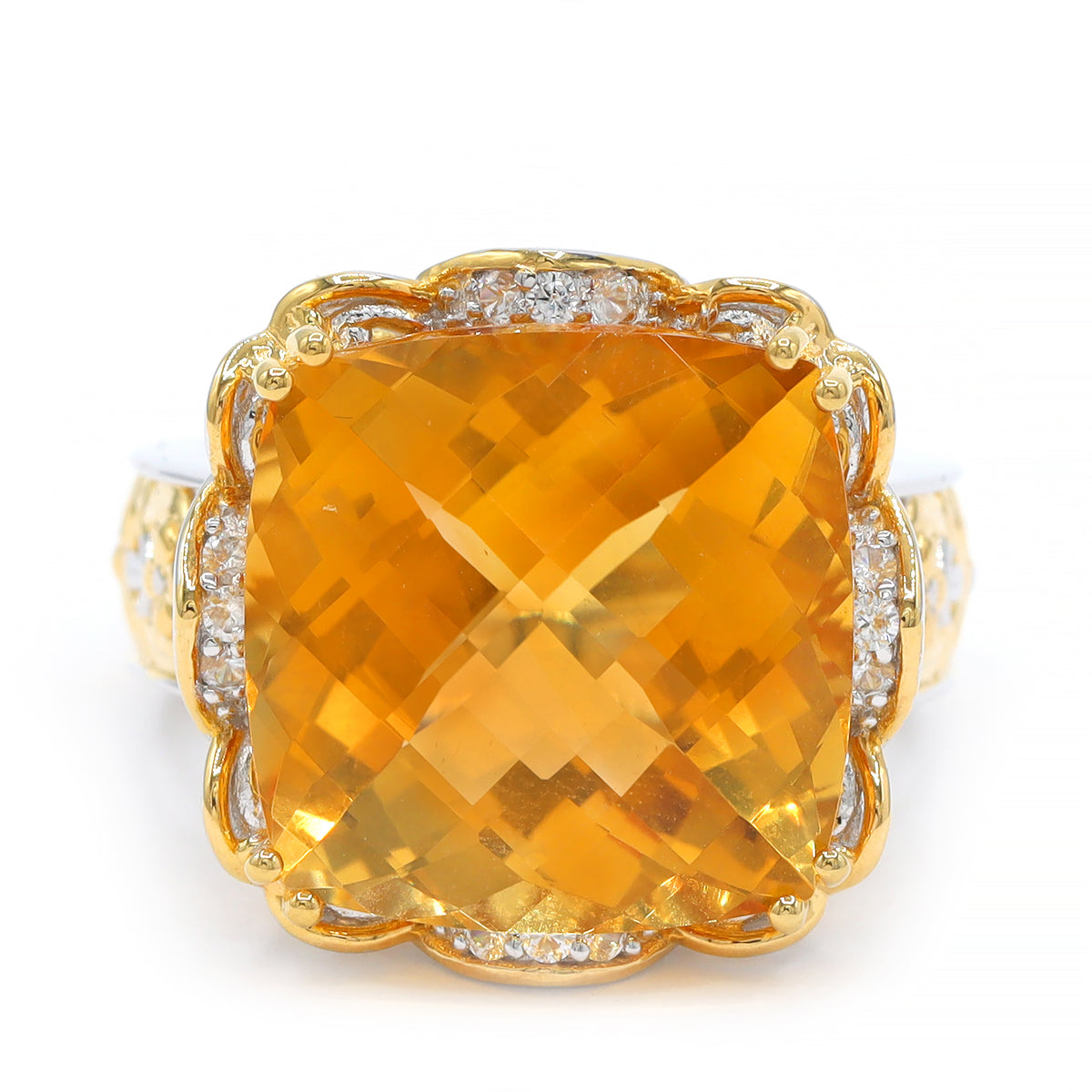 Gems en Vogue 24K Palladium Silver 17.76ctw Fire Citrine & White Zircon Ring