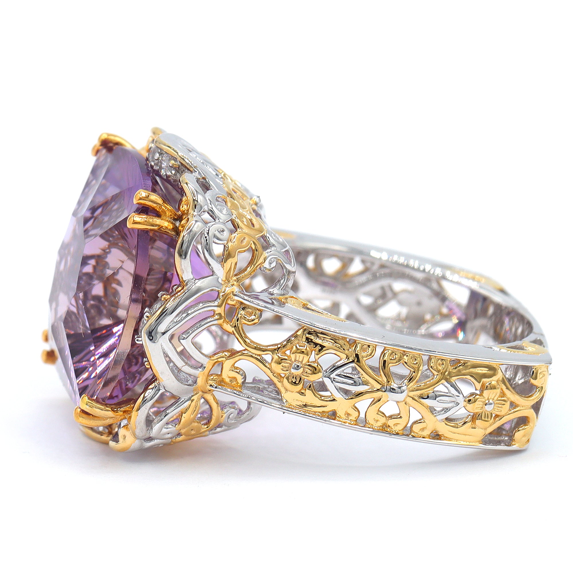 Bague Ametrine & Zircon Blanc Gems en Vogue Pièce Unique 4,41 carats