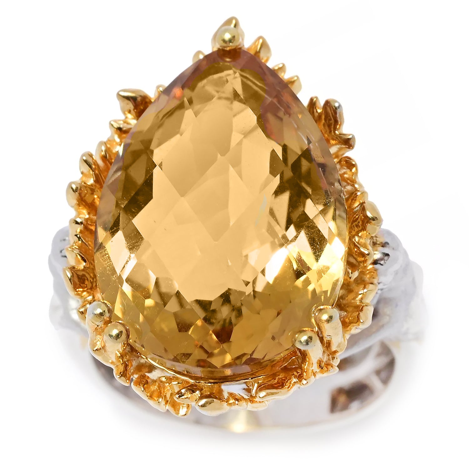 Gems en Vogue 10.00ctw Pear Shape Zambian Citrine Ring