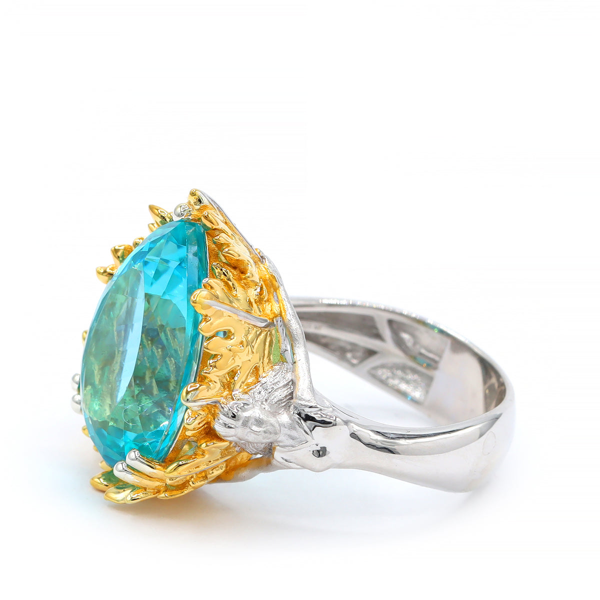 Gems en Vogue One-of-a-Kind 24K Palladium Silver 13.82ctw Paraiba Topaz Ring