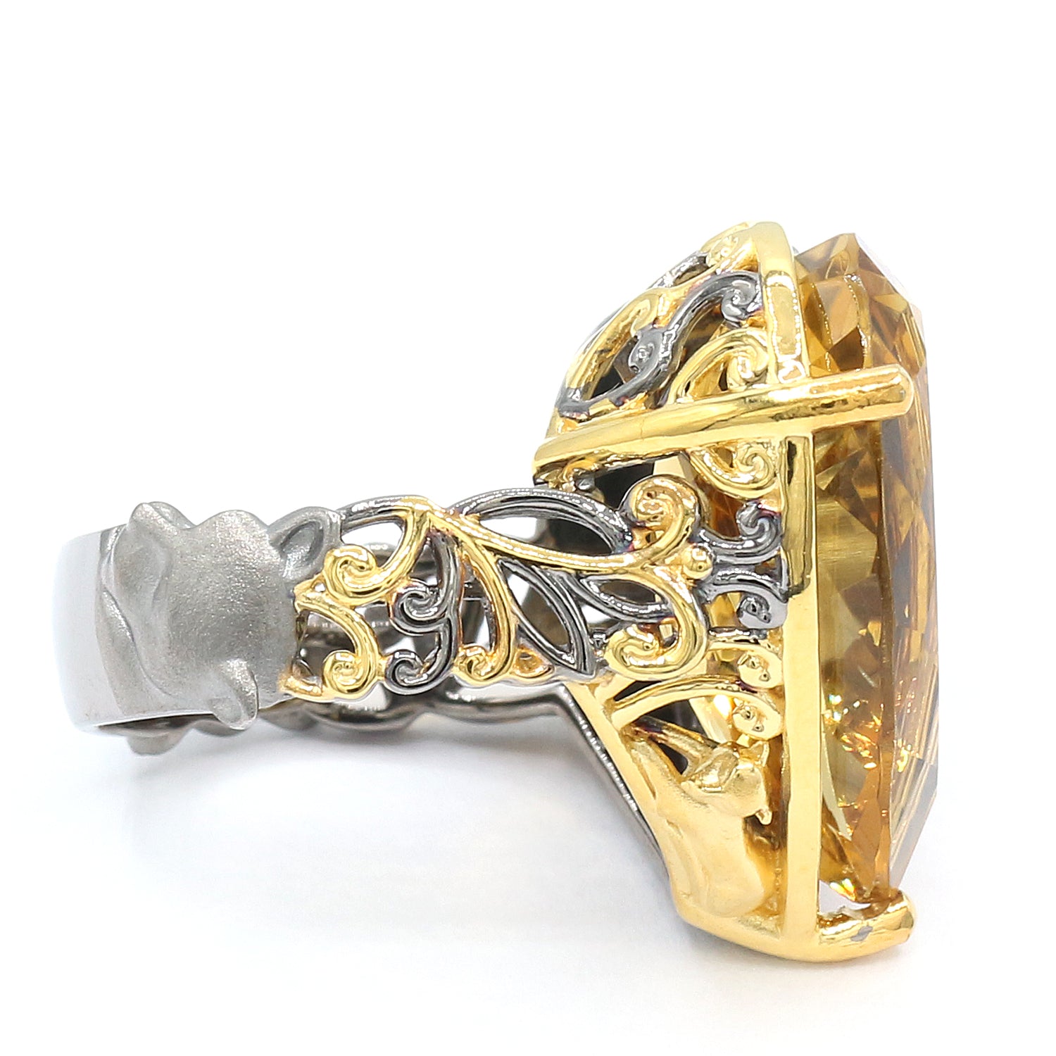 Gems en Vogue 11.30ctw Citrine "Heart of the Panther" Ring
