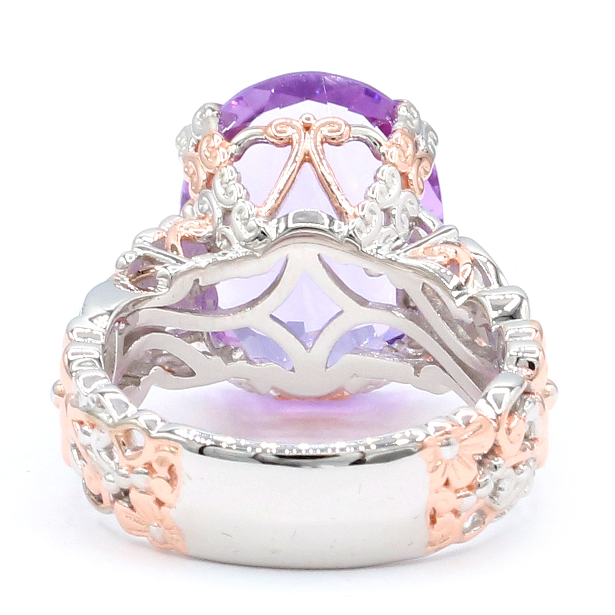 Gems en Vogue 18K Palladium Silver 9.30ctw Pink Amethyst & Pink Sapphire Flower Ring