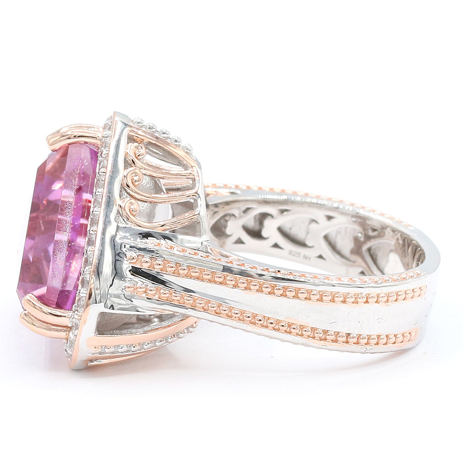 Limited Edition Gems en Vogue Luxe, One-of-a-Kind 15.43ctw Triangle Kunzite & White Zircon Ring