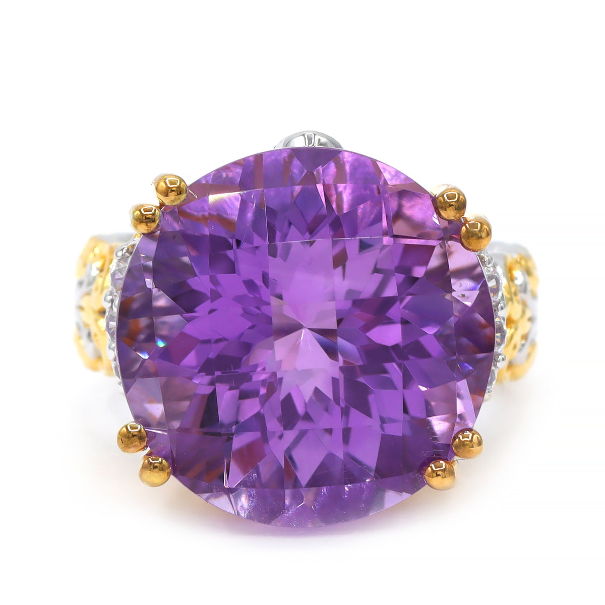 Gems en Vogue One-of-a-Kind 24K Palladium Silver 18.99ctw Brazilian Amethyst & White Zircon Ring